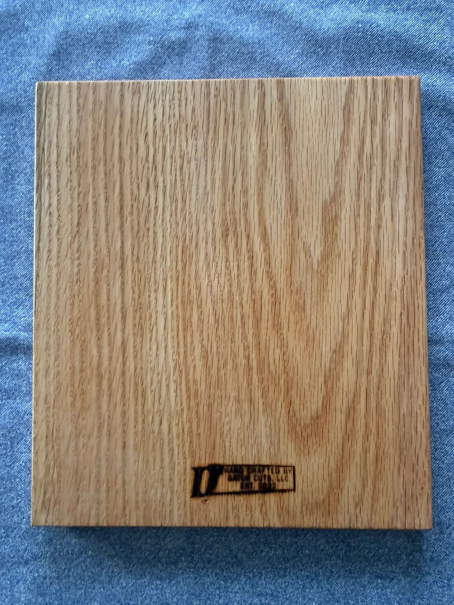 Handmade Red Oak Charcuterie Board – Green Epoxy Evergreen Tree Inlay