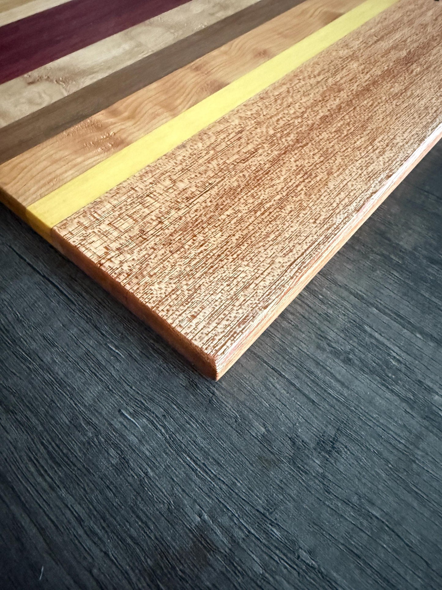 Handmade Charcuterie Board with Evergreen Resin Inlays: Exotic Wood Serving Tray
