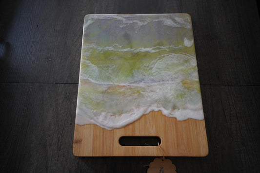 Handcrafted Ocean Wave Charcuterie Board: Coastal Elegance on Bamboo!