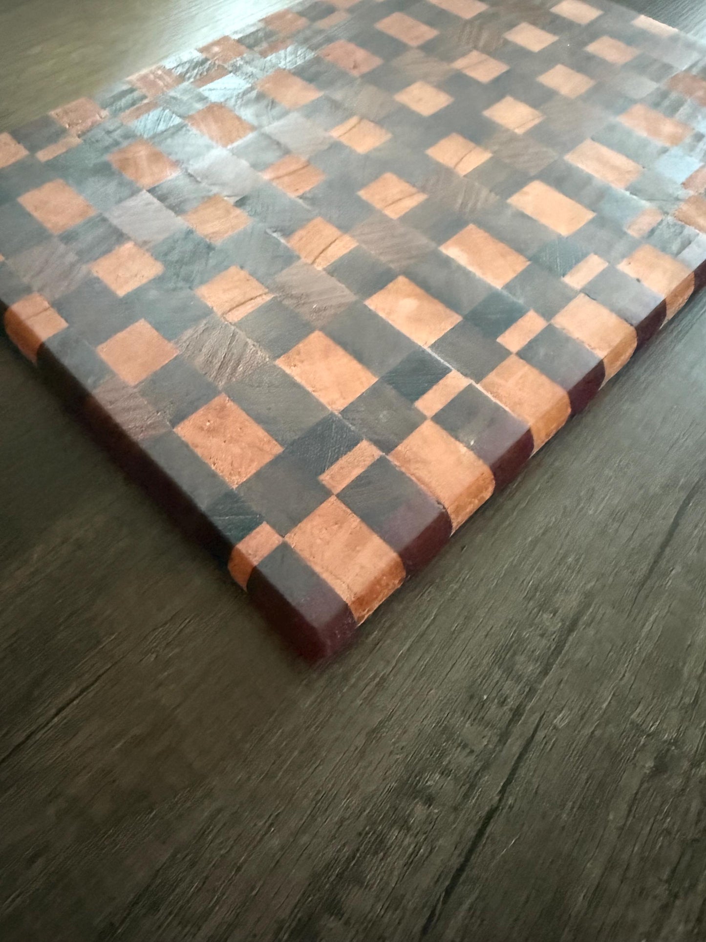 Handmade End Grain Cutting Board: Walnut, Hickory, Wenge & Purpleheart