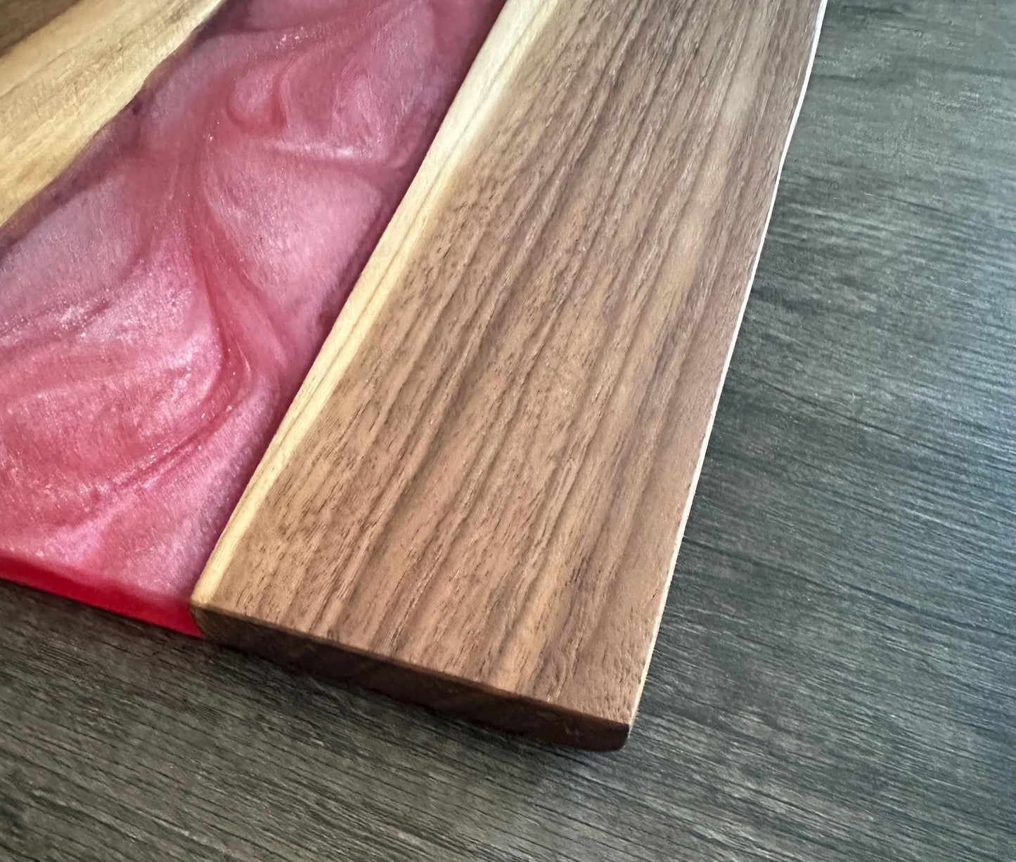 Walnut River Charcuterie Board - with Striking Burgundy Epoxy Detail