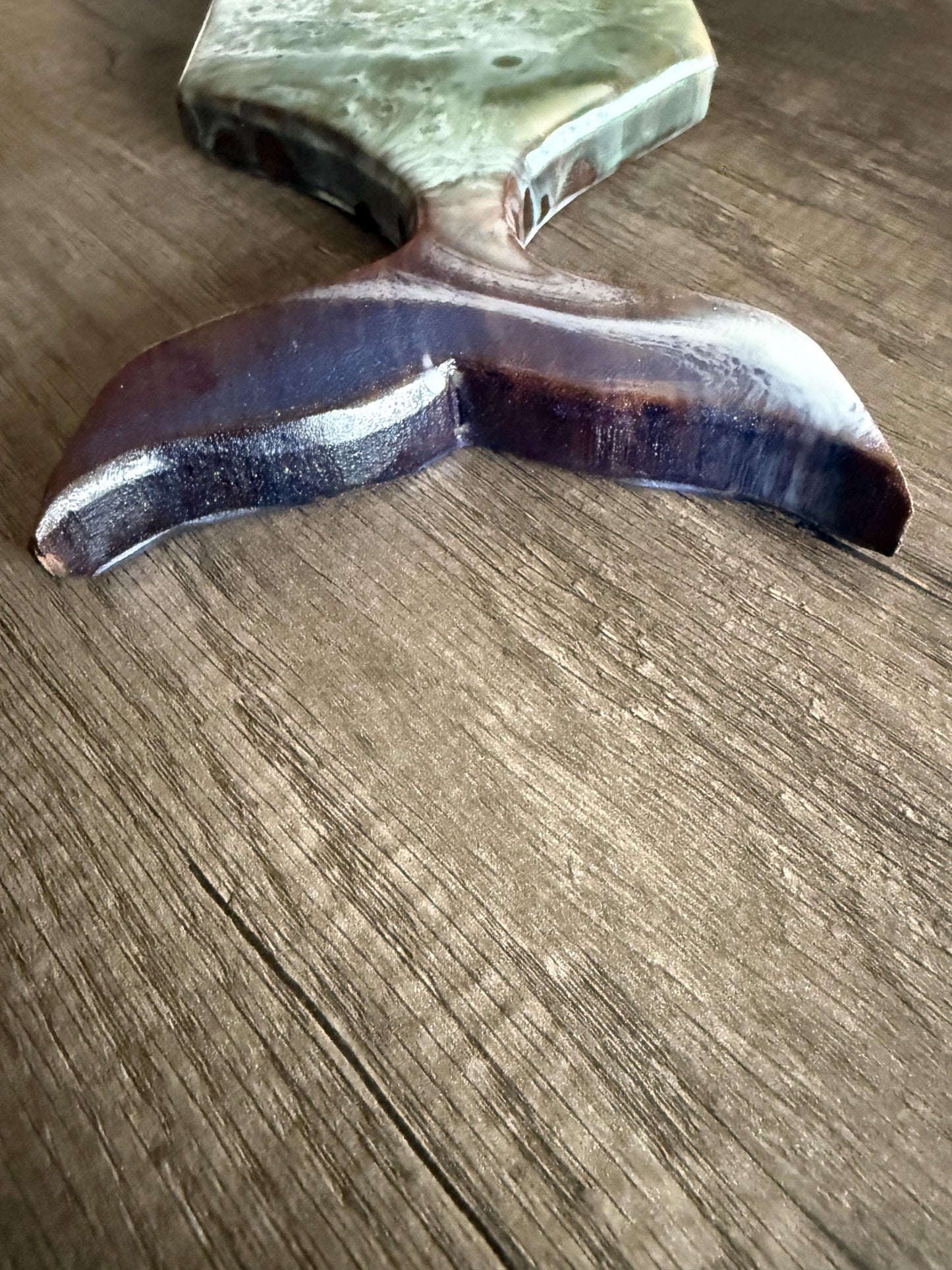 Ocean Resin Handcrafted Mermaid Tail Charcuterie Board – Handmade Walnut Serving Tray