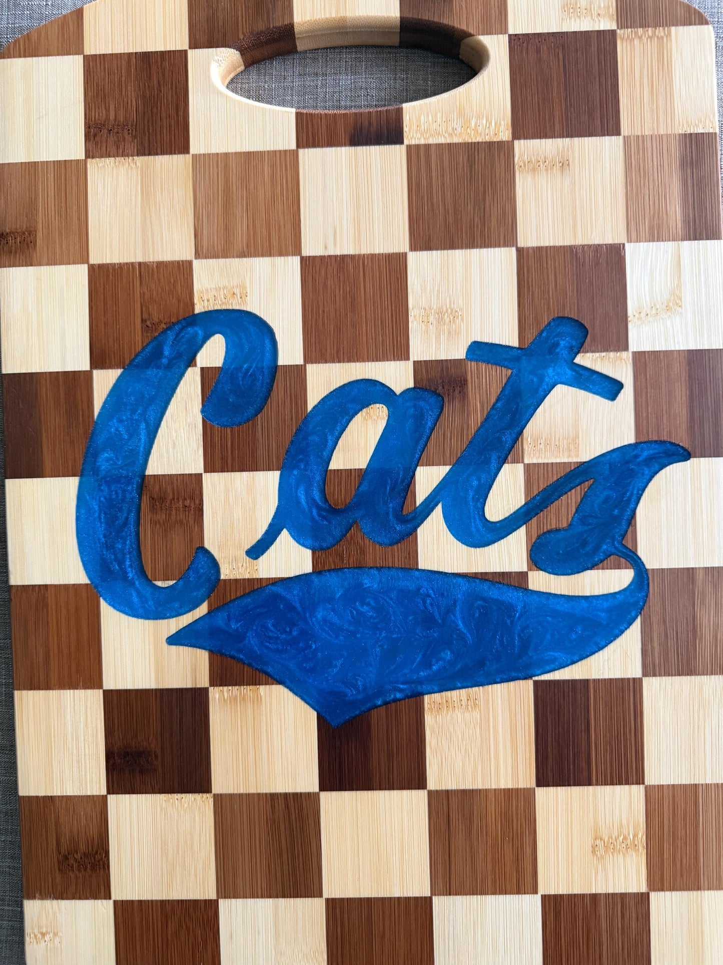 Montana State Bobcats Charcuterie Board | Checkered Bamboo with Cats Resin Inlay