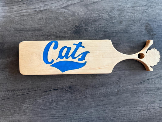 Handcrafted Maple Charcuterie Board – Blue Resin Cats Inlay, MSU Fan Gift