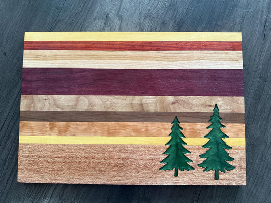 Handmade Charcuterie Board with Evergreen Resin Inlays: Exotic Wood Serving Tray