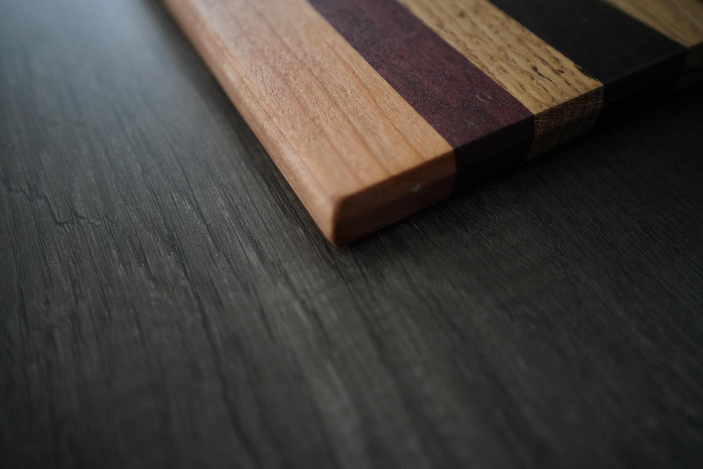 Handcrafted Cutting Board – Frontgrain White Oak, Cherry & Purpleheart