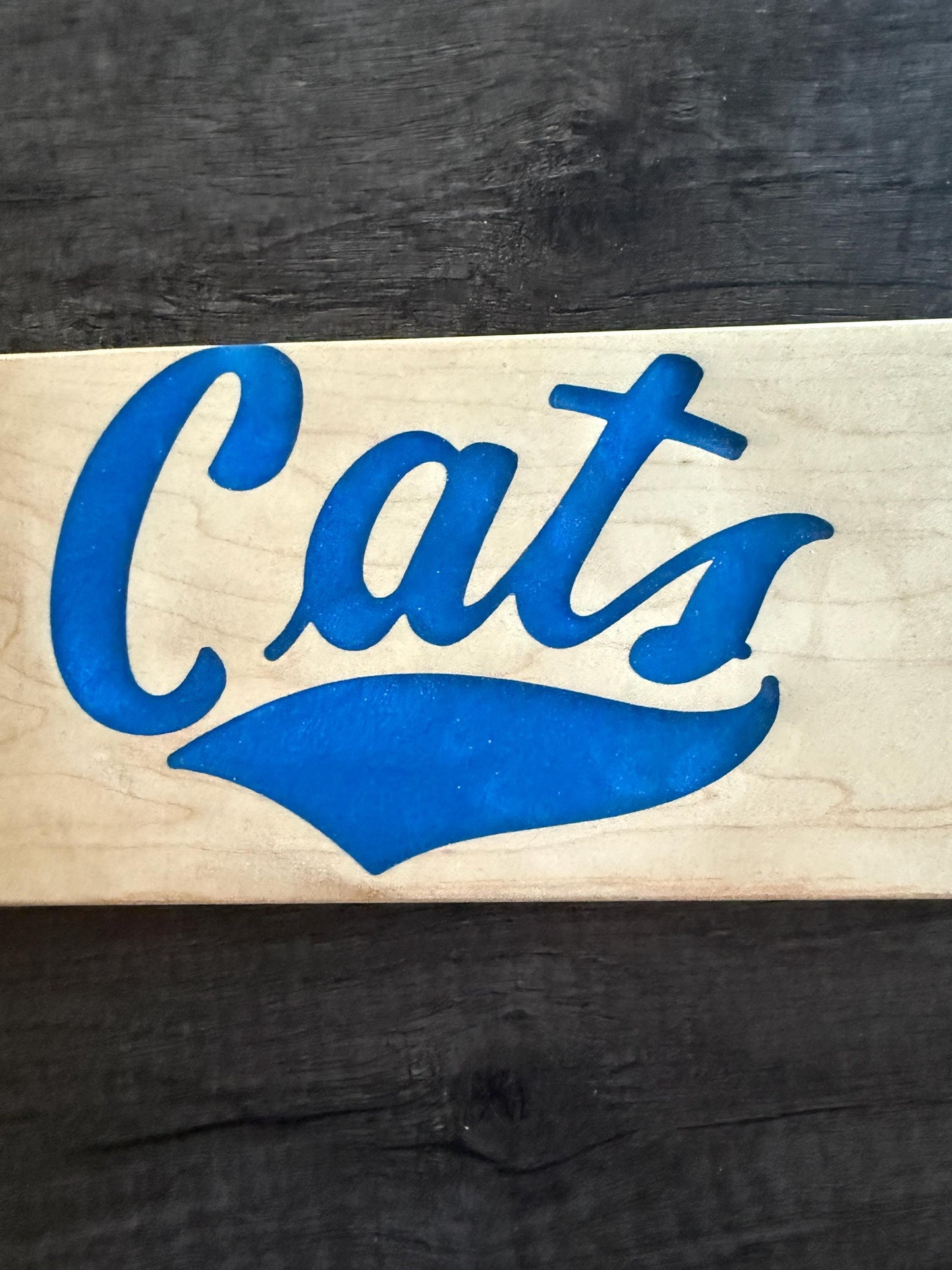 Handcrafted Maple Charcuterie Board – Blue Resin Cats Inlay, MSU Fan Gift