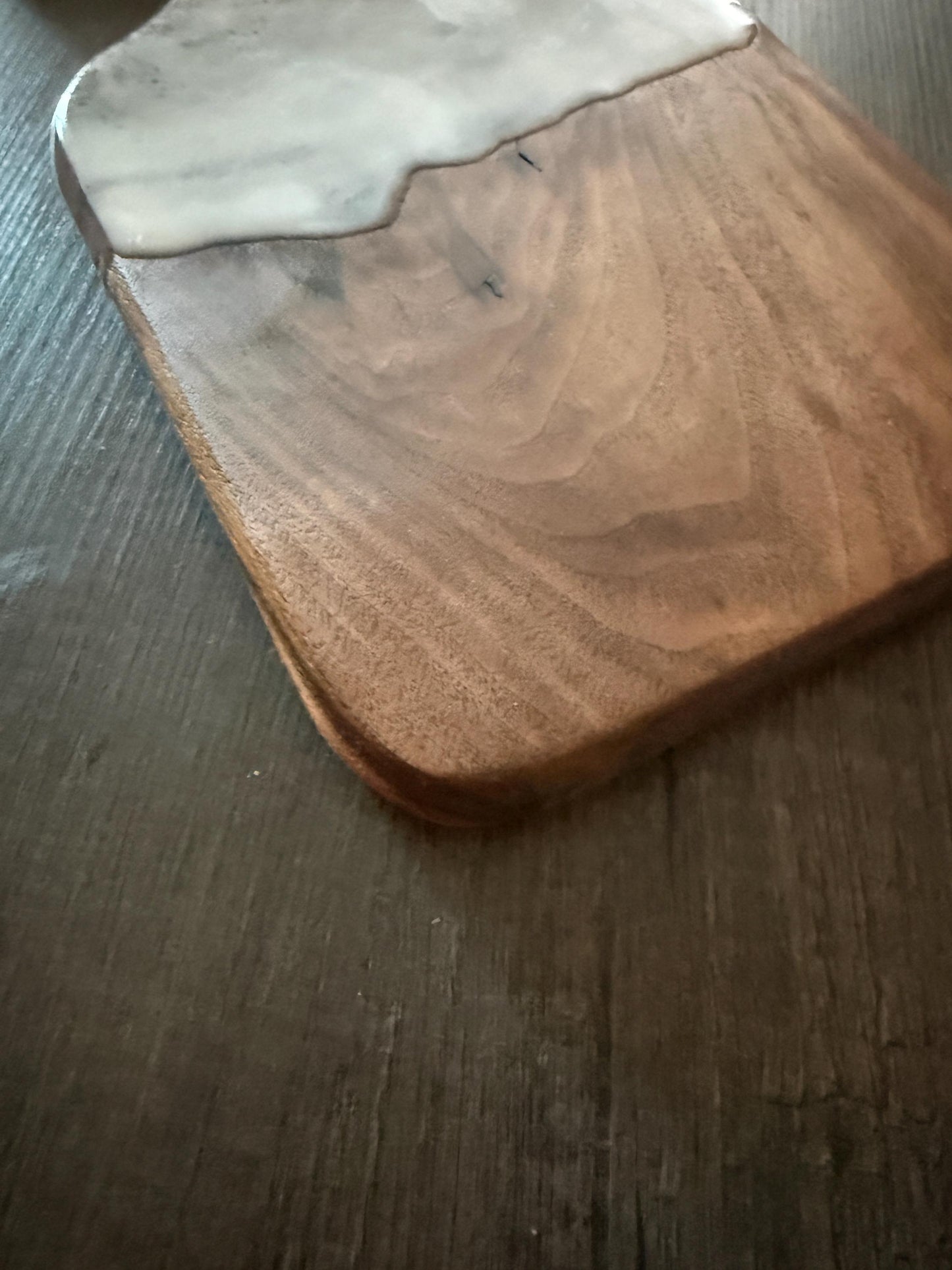 Mermaid Tail Charcuterie Board – Handmade Walnut & Ocean Resin Serving Tray