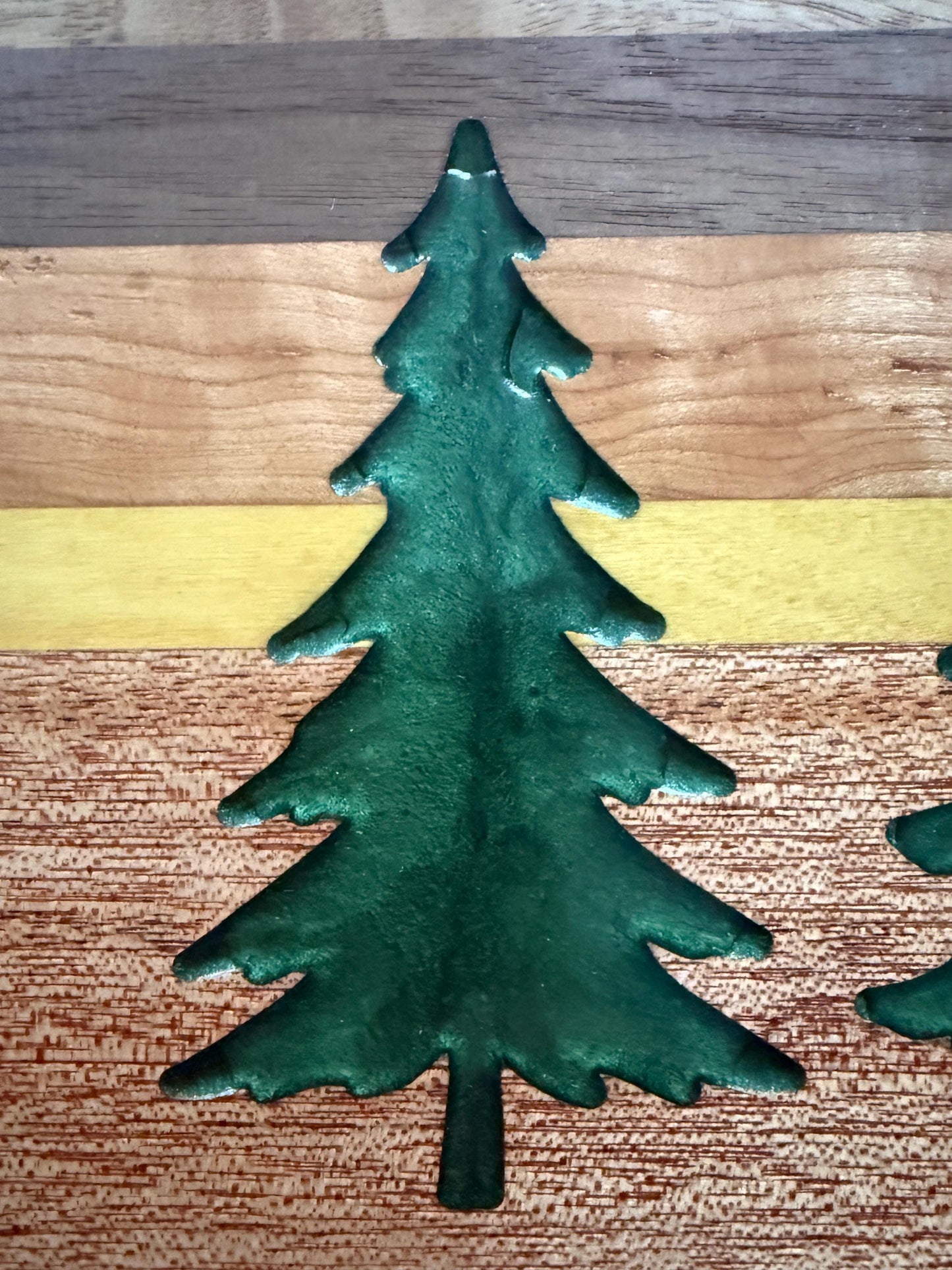 Handmade Charcuterie Board with Evergreen Resin Inlays: Exotic Wood Serving Tray