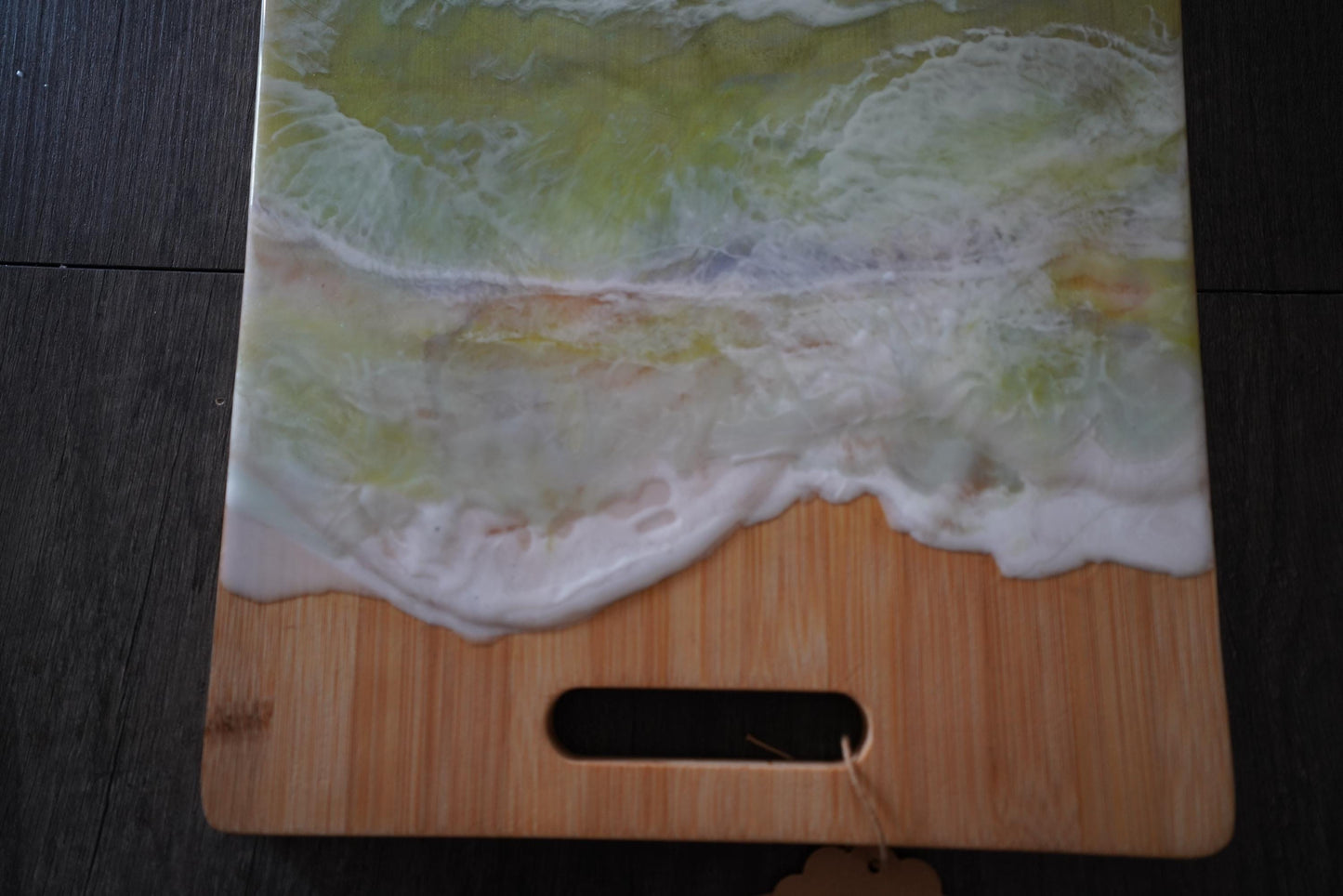 Handcrafted Ocean Wave Charcuterie Board: Coastal Elegance on Bamboo!