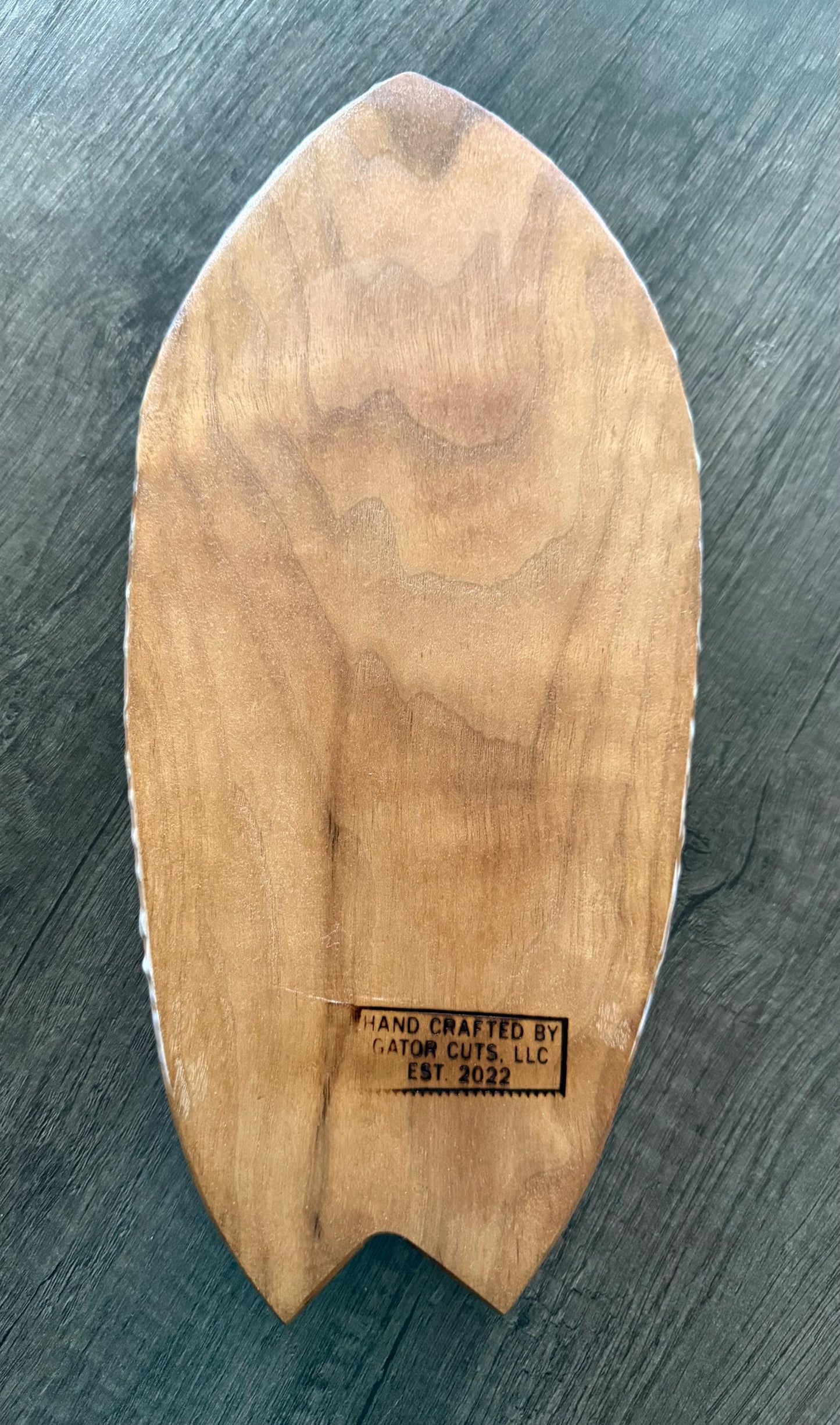 Surfboard Charcuterie Board with Ocean Resin Waves | Handmade Beach House Decor