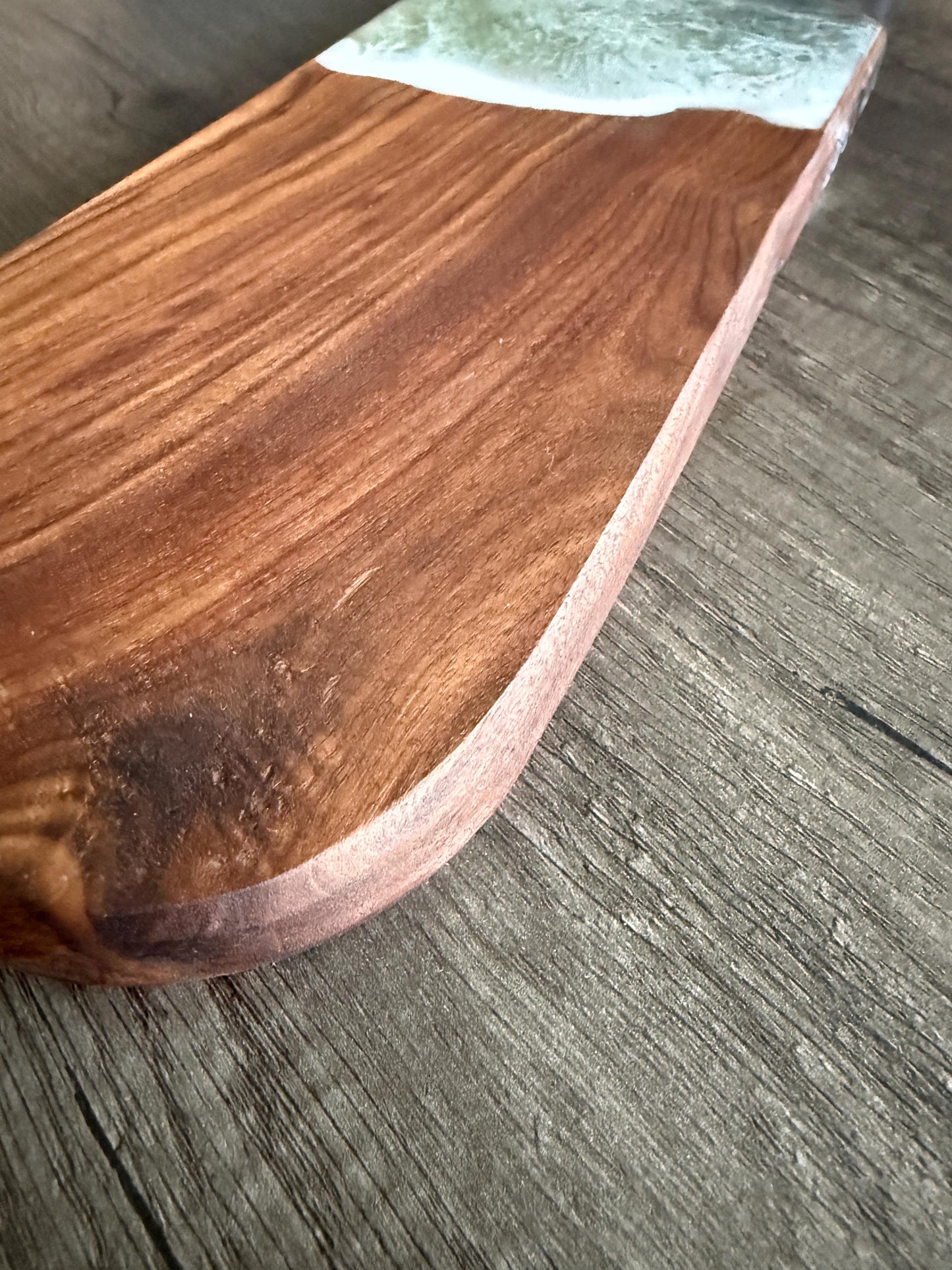 Ocean Resin Handcrafted Mermaid Tail Charcuterie Board – Handmade Walnut Serving Tray