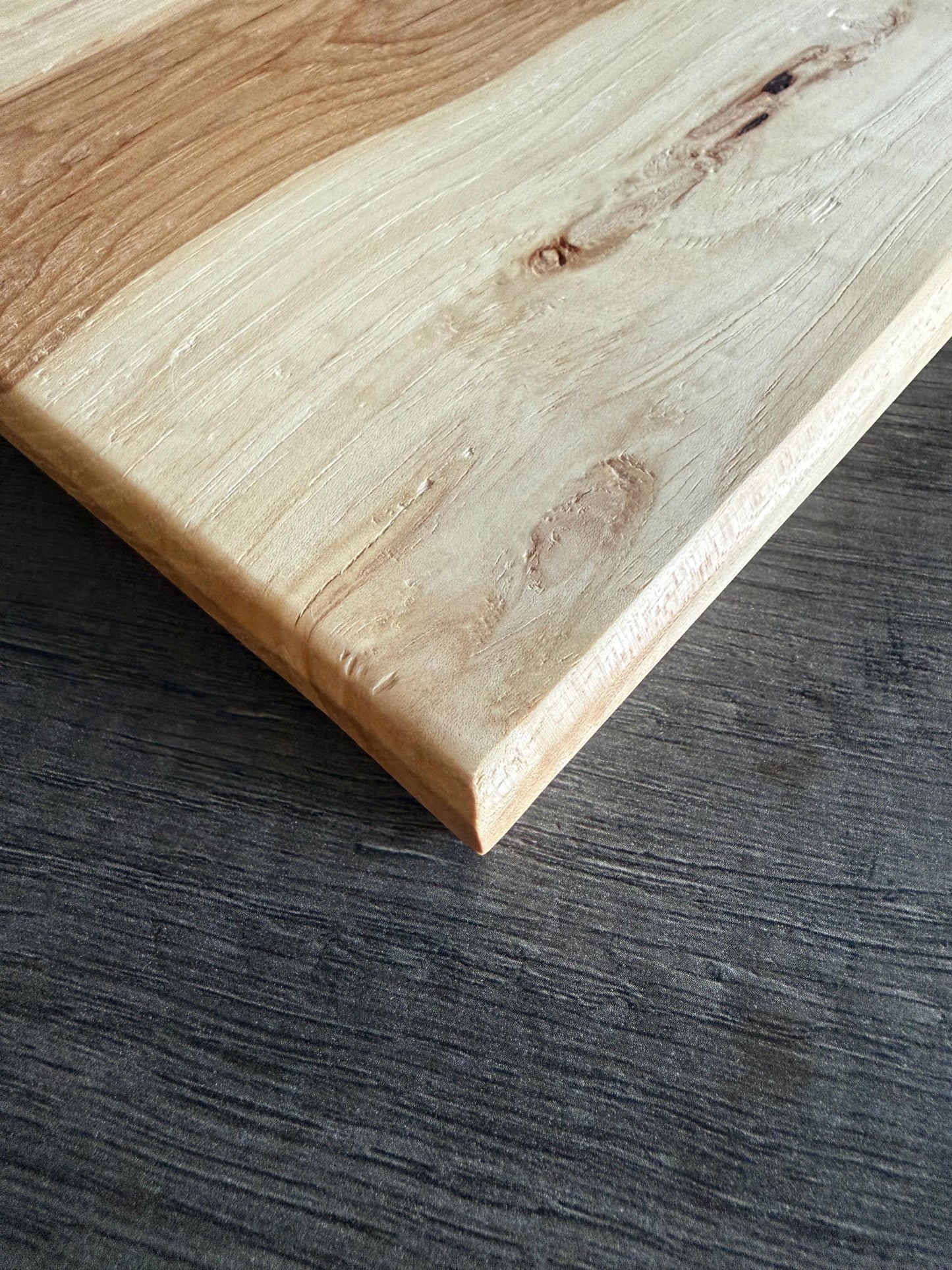 Handmade Hickory Charcuterie Board – Green Epoxy Evergreen Tree Inlay