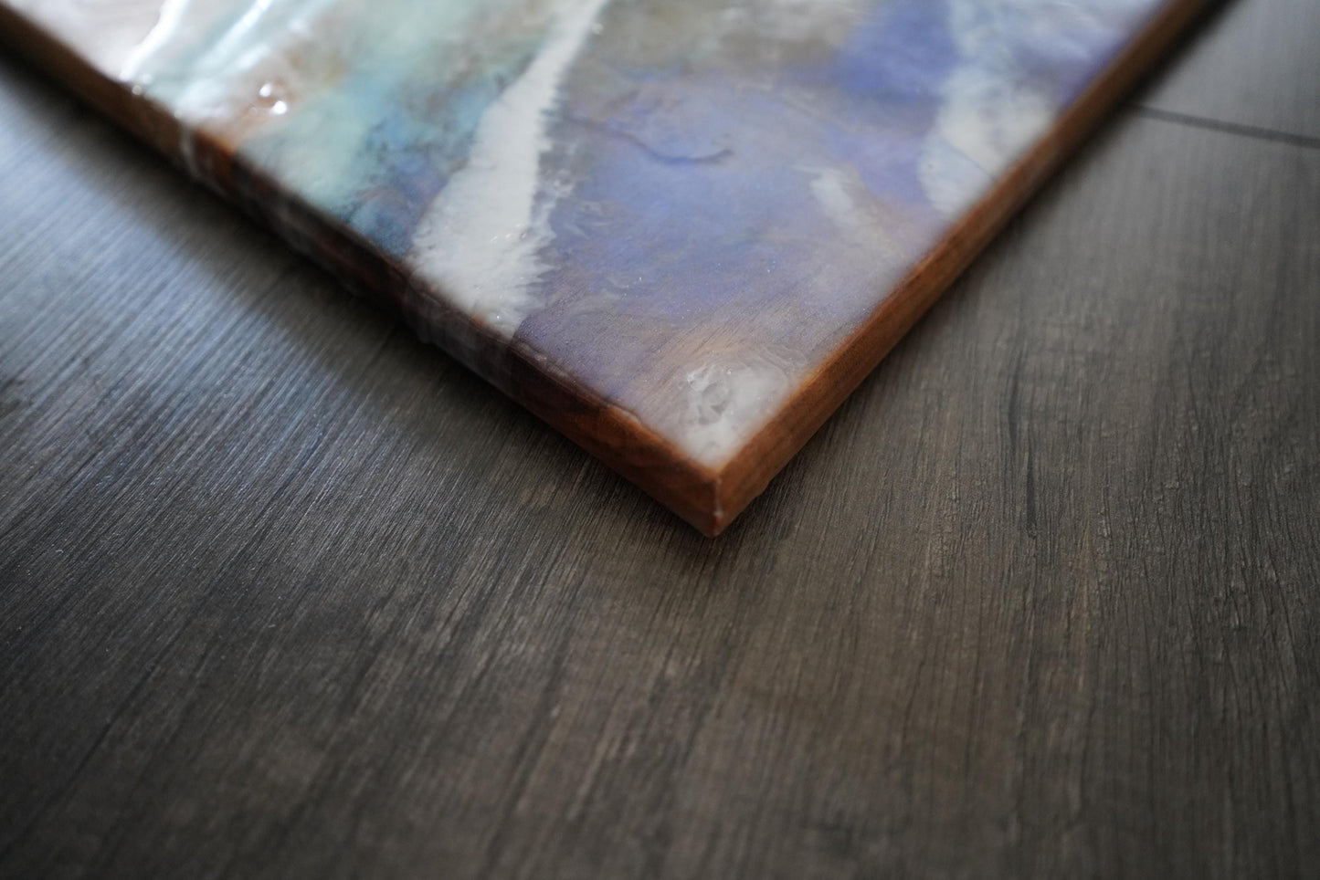 Handcrafted Walnut Charcuterie Board with Ocean Waves Resin Design - Live Edge