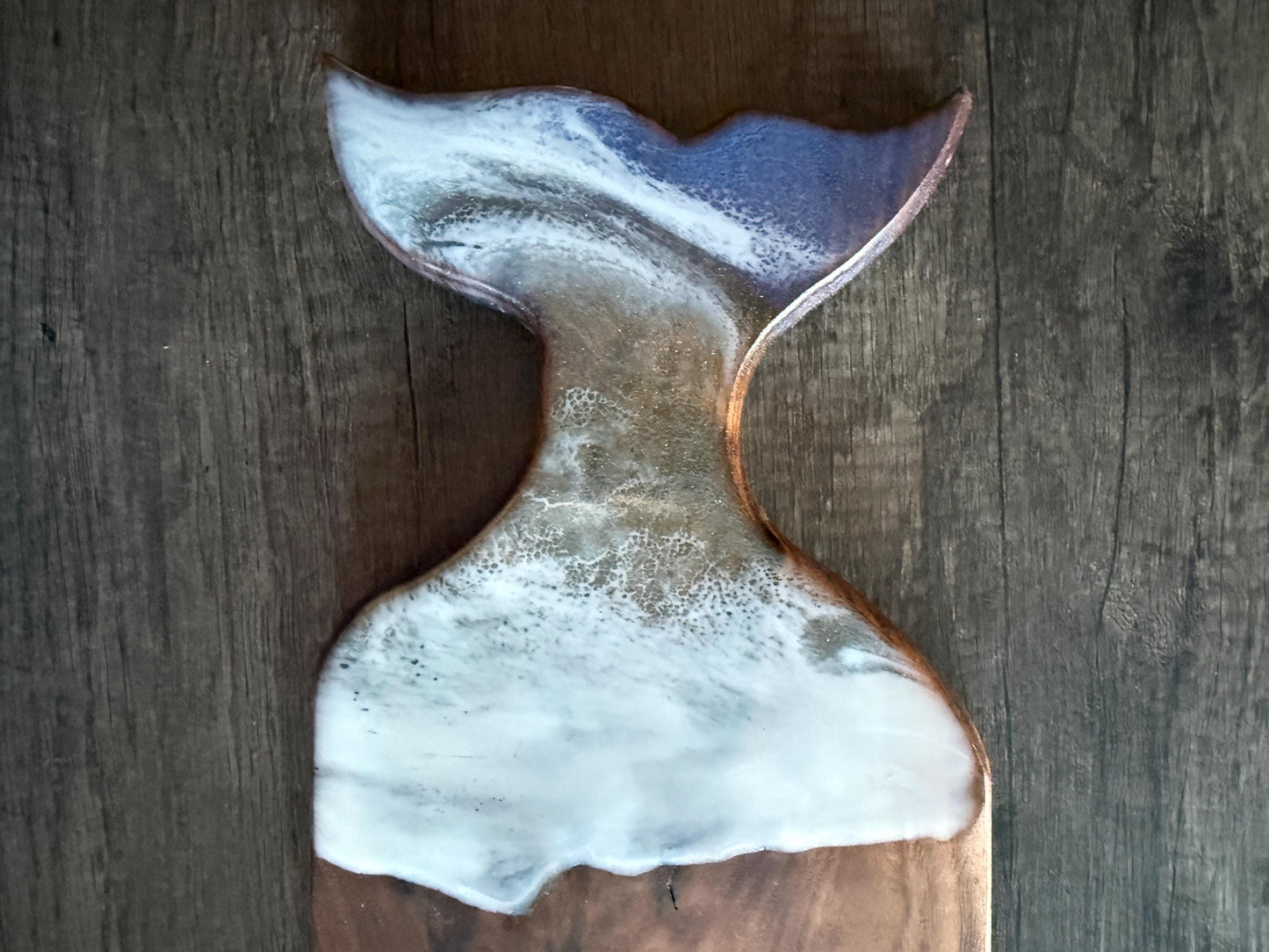 Ocean Resin Mermaid Tail Charcuterie Board – Walnut Coastal Decor