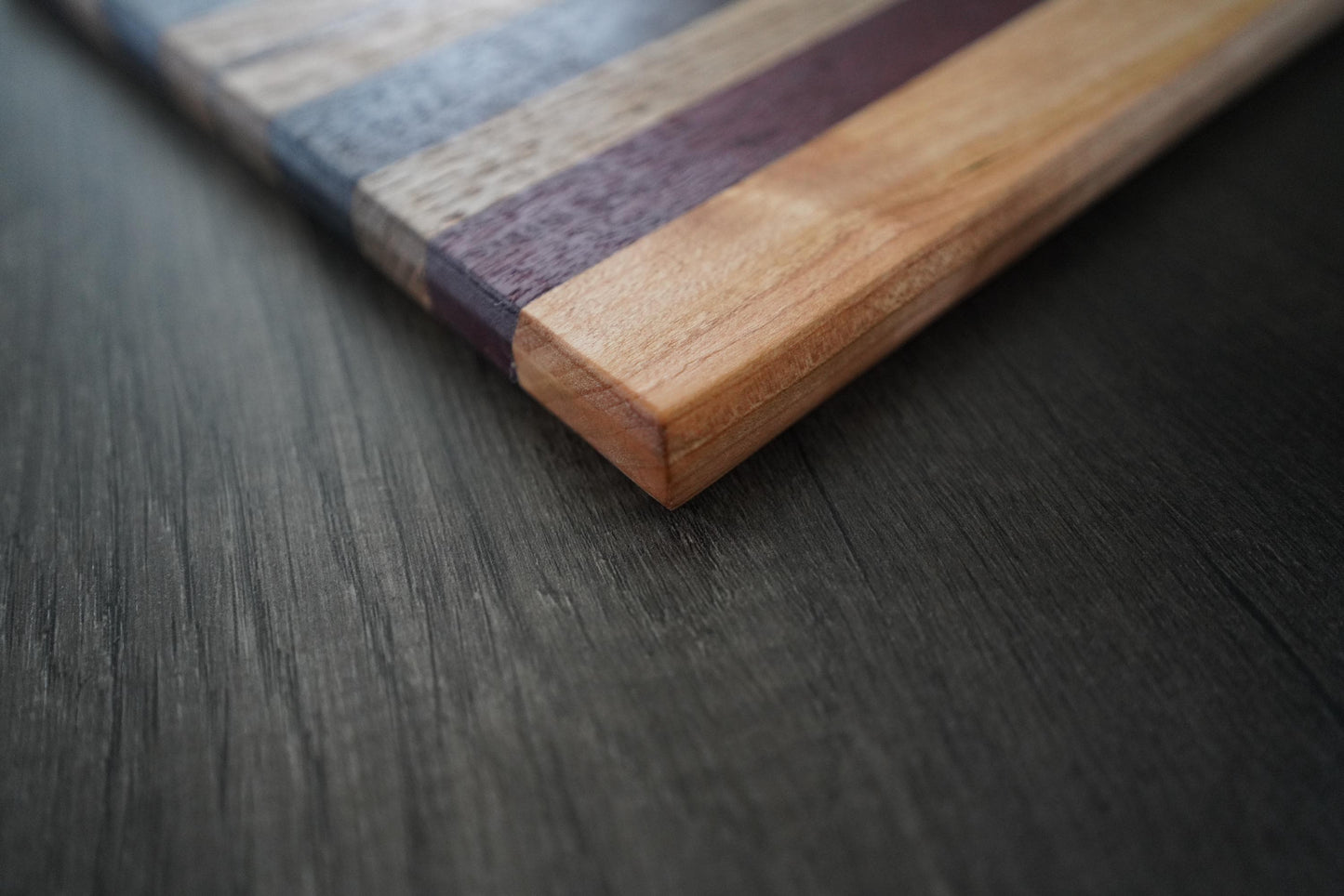 Handcrafted Cutting Board – Frontgrain White Oak, Cherry & Purpleheart