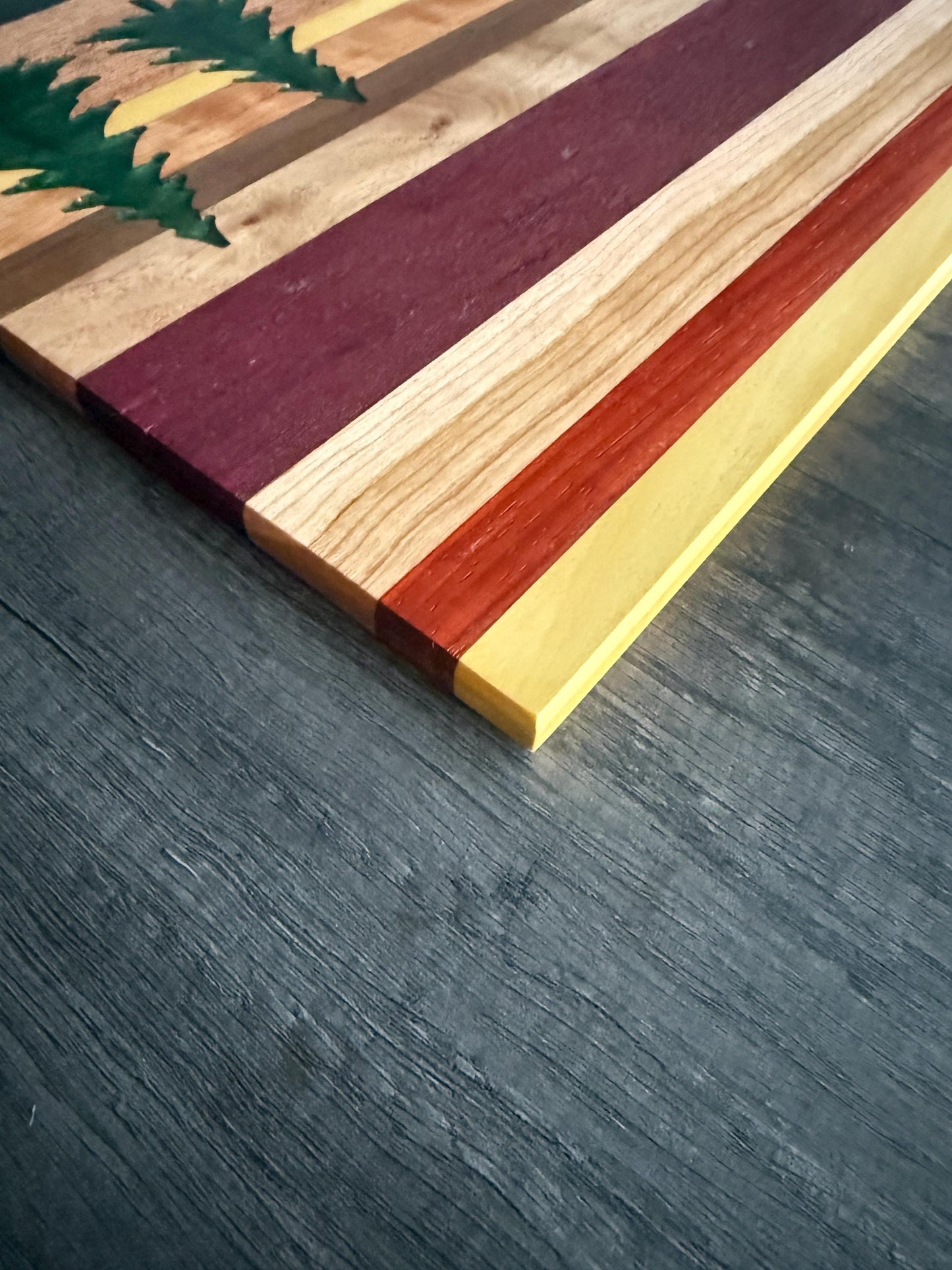 Handmade Charcuterie Board with Evergreen Resin Inlays: Exotic Wood Serving Tray