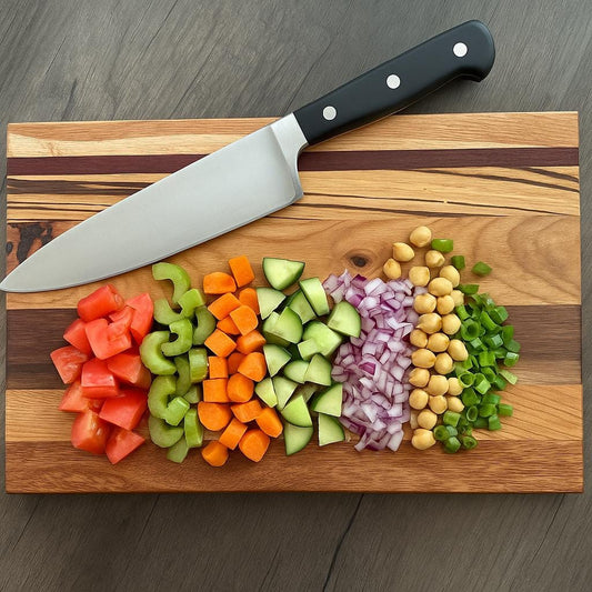 Handmade Cutting Board: Frontgrain Walnut, Zebrawood, Hickory