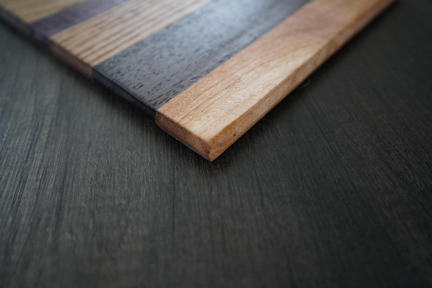 Handcrafted Cutting Board with White Oak, Cherry & Purpleheart | Charcuterie Serving Tray, Cheese Platter