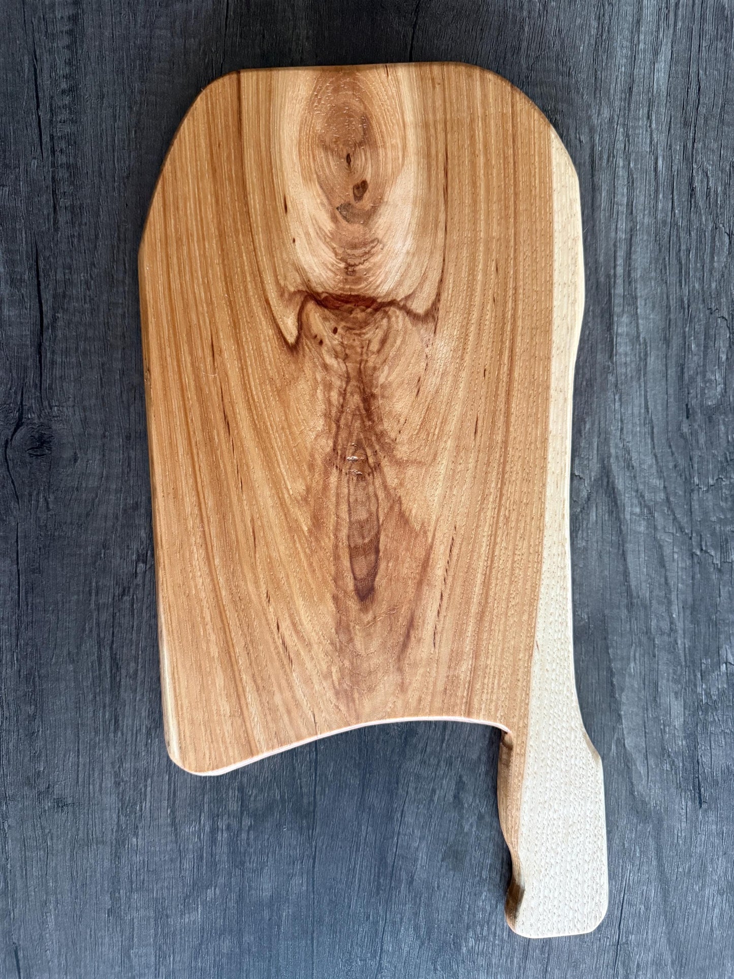Handmade Hickory Charcuterie Board – Green Epoxy Pine Tree Inlay