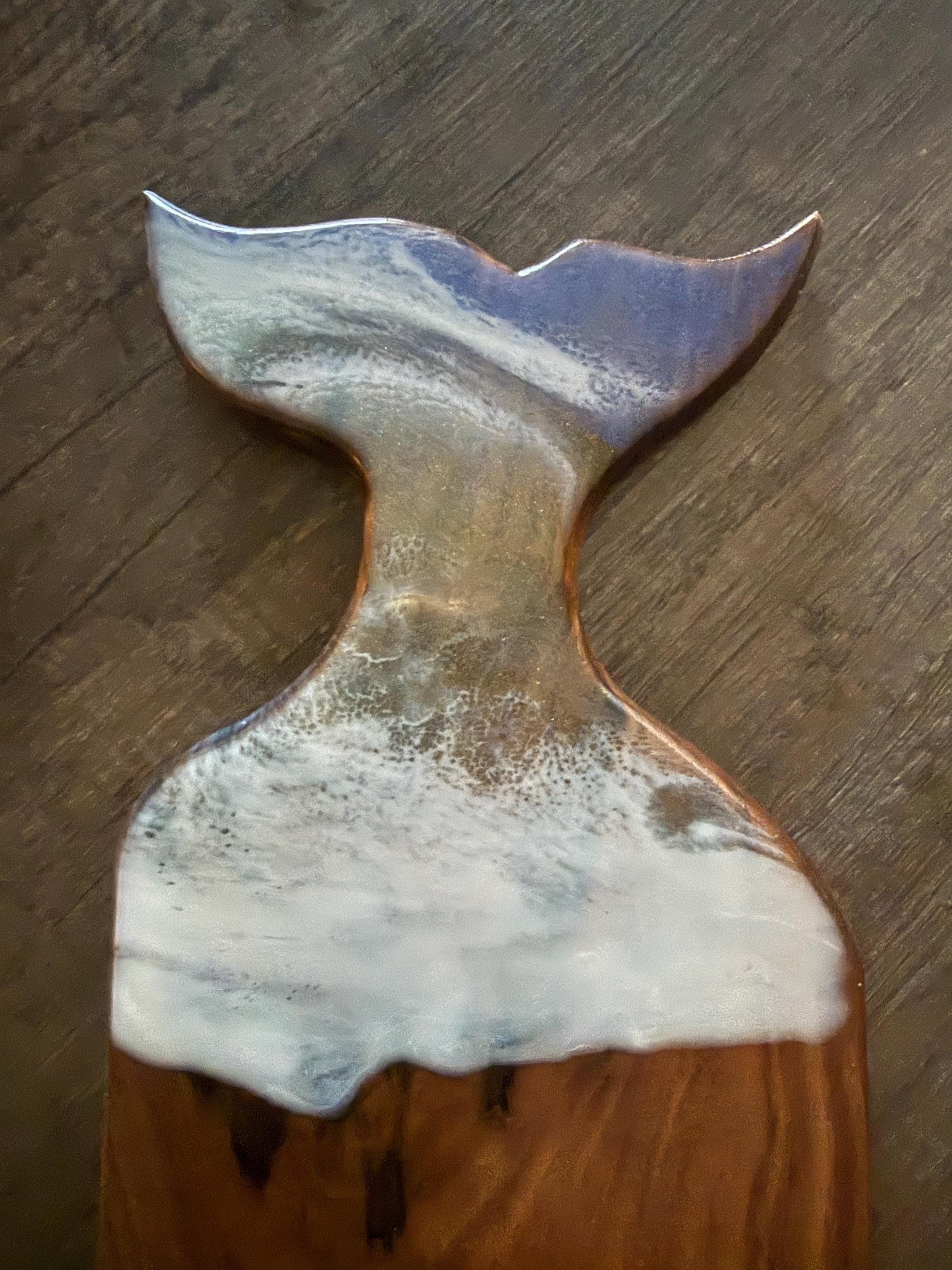 Mermaid Tail Charcuterie Board – Handmade Walnut & Ocean Resin Serving Tray