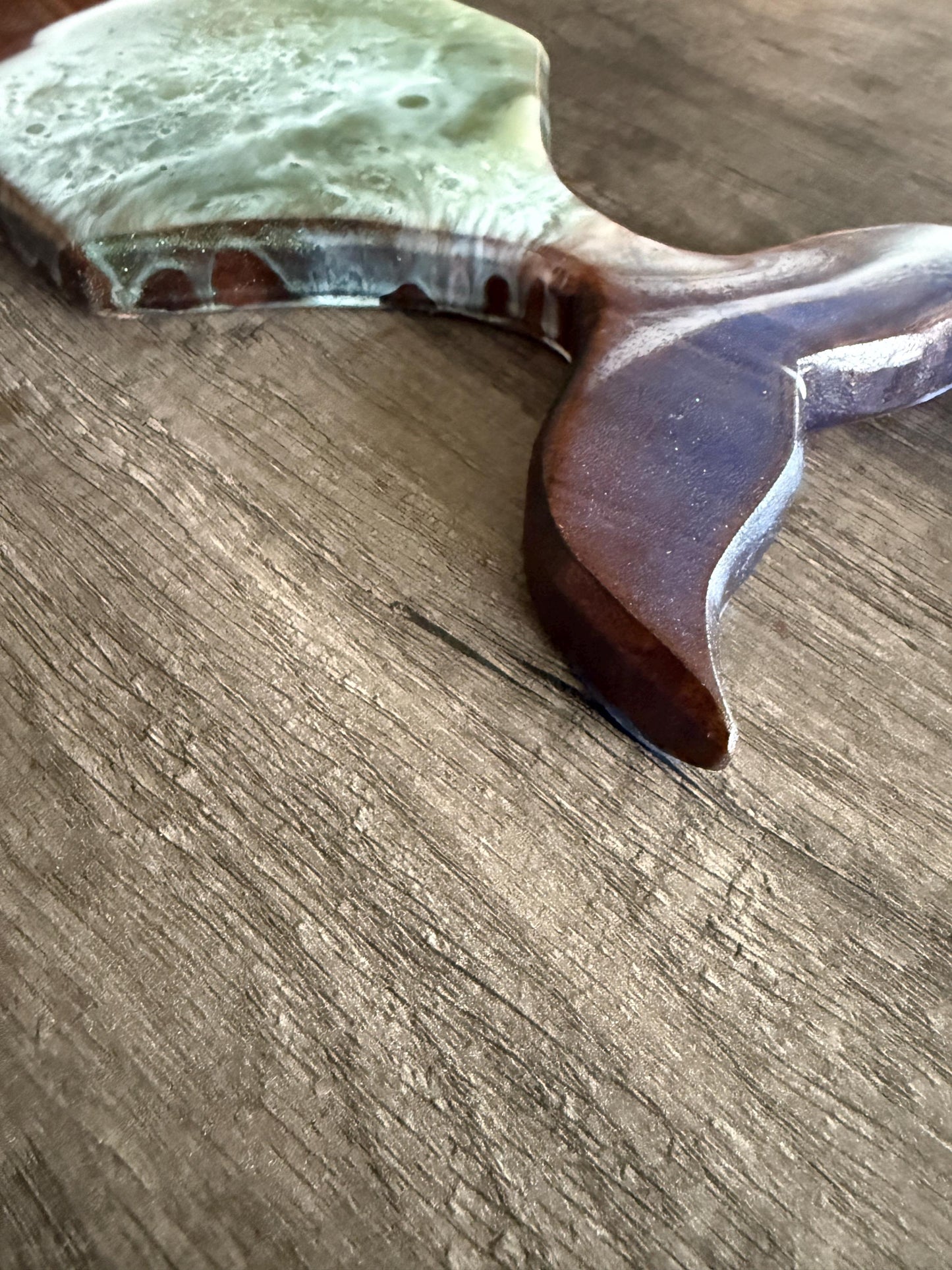 Ocean Resin Handcrafted Mermaid Tail Charcuterie Board – Handmade Walnut Serving Tray