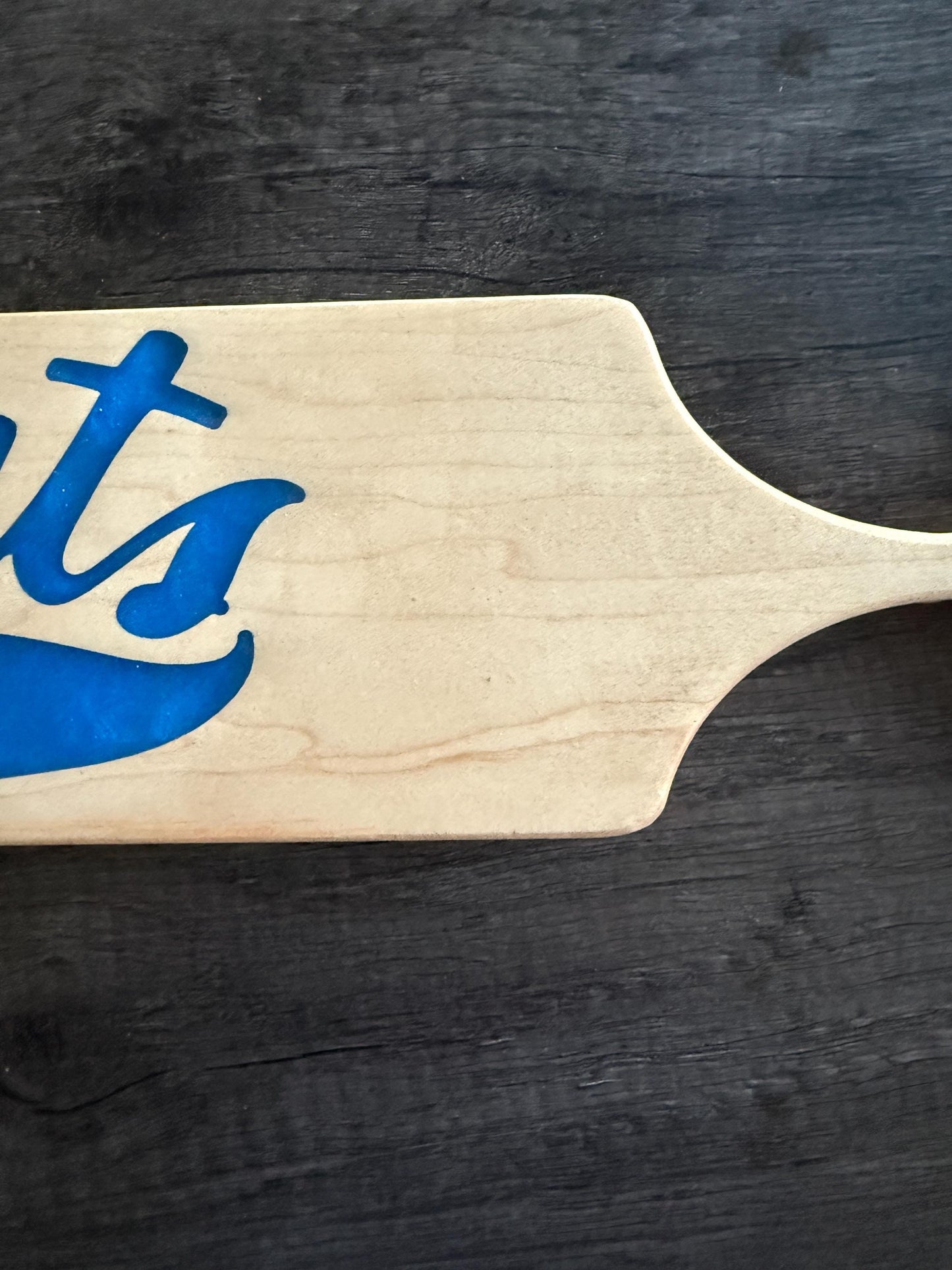 Handcrafted Maple Charcuterie Board – Blue Resin Cats Inlay, MSU Fan Gift