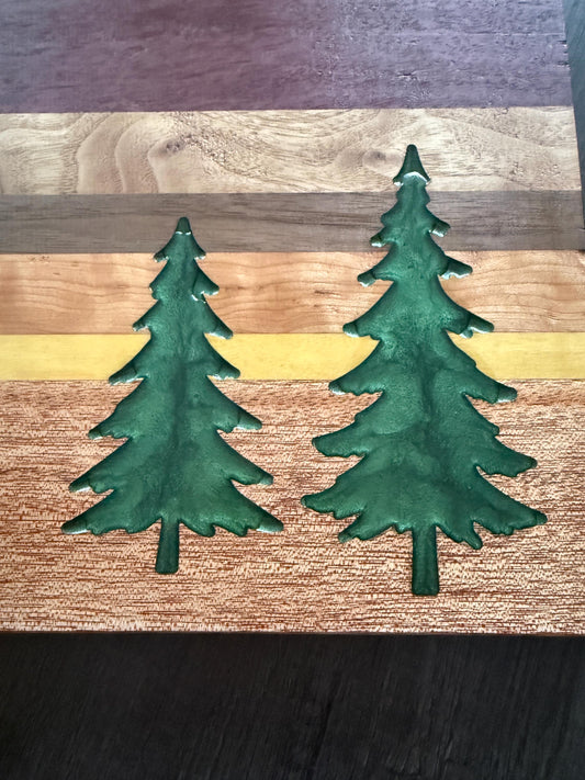 Handmade Charcuterie Board with Evergreen Resin Inlays: Exotic Wood Serving Tray