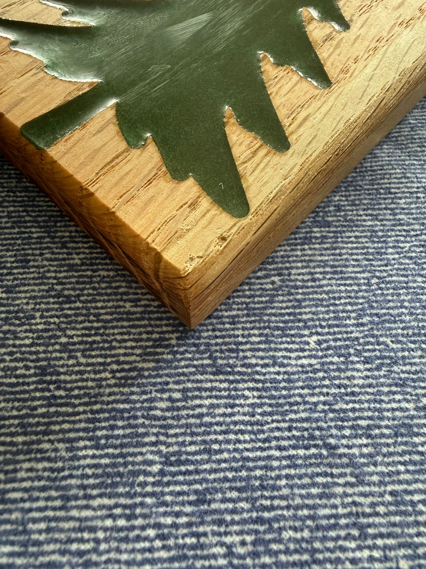 Red Oak Charcuterie Board with Resin Moon, Stars & Evergreen Inlays – Handmade Cheese Serving Gift
