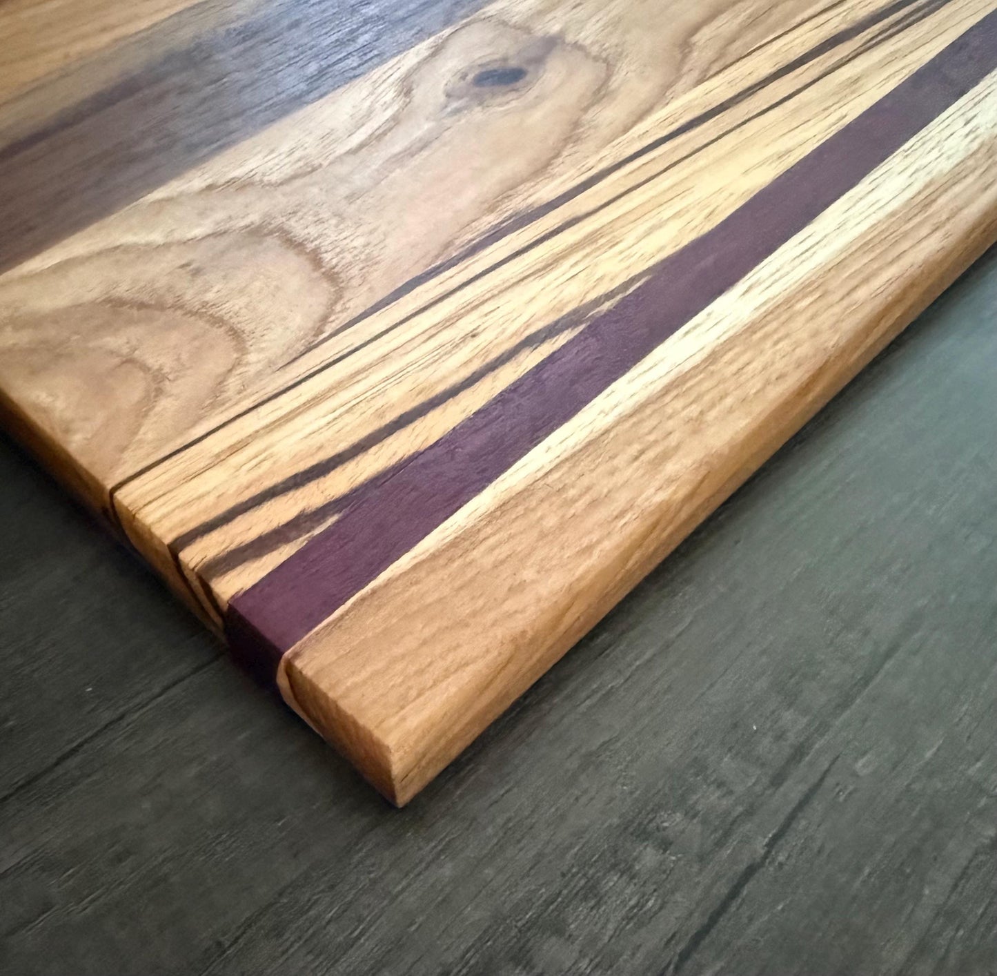 Handmade Cutting Board: Frontgrain Walnut, Zebrawood, Hickory