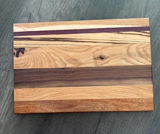 Handmade Cutting Board: Frontgrain Walnut, Zebrawood, Hickory