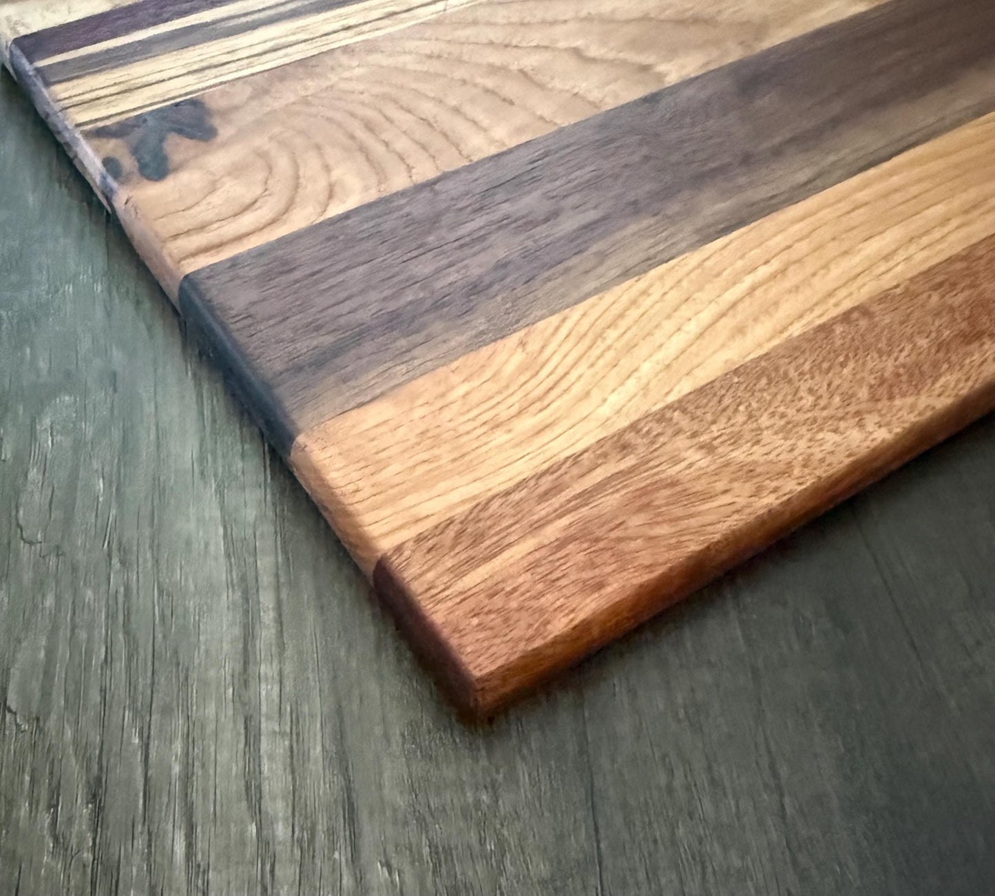 Handmade Cutting Board: Frontgrain Walnut, Zebrawood, Hickory