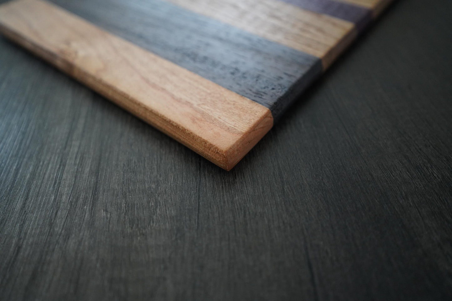 Handcrafted Cutting Board with White Oak, Cherry & Purpleheart | Charcuterie Serving Tray, Cheese Platter