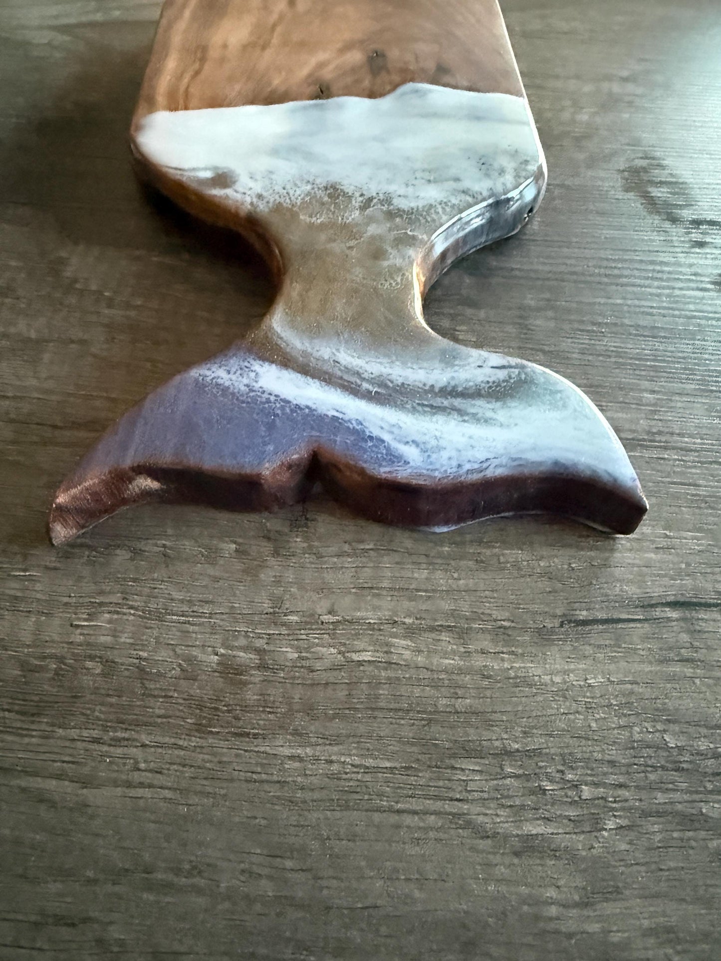 Ocean Resin Mermaid Tail Charcuterie Board – Walnut Coastal Decor