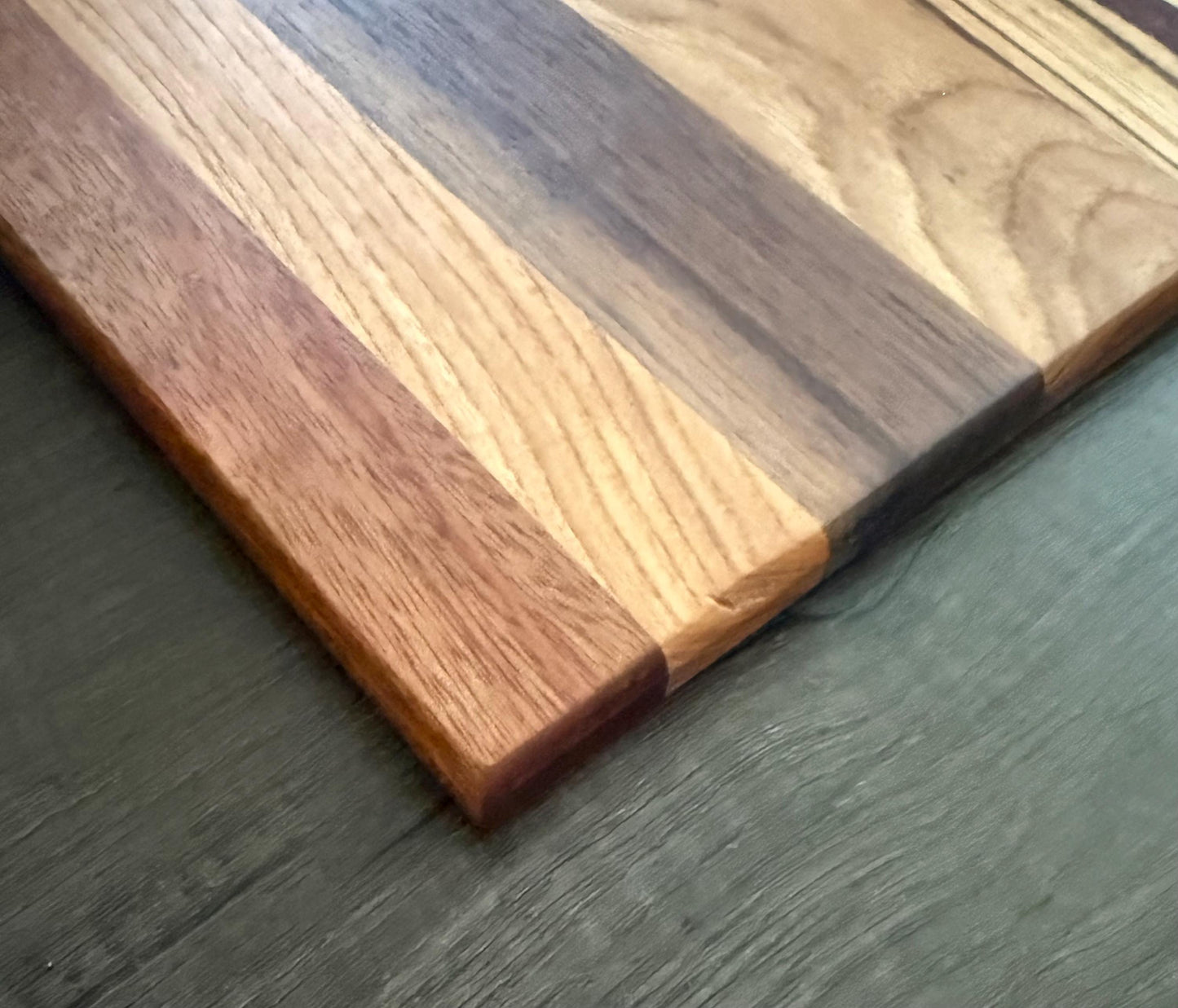 Handmade Cutting Board: Frontgrain Walnut, Zebrawood, Hickory