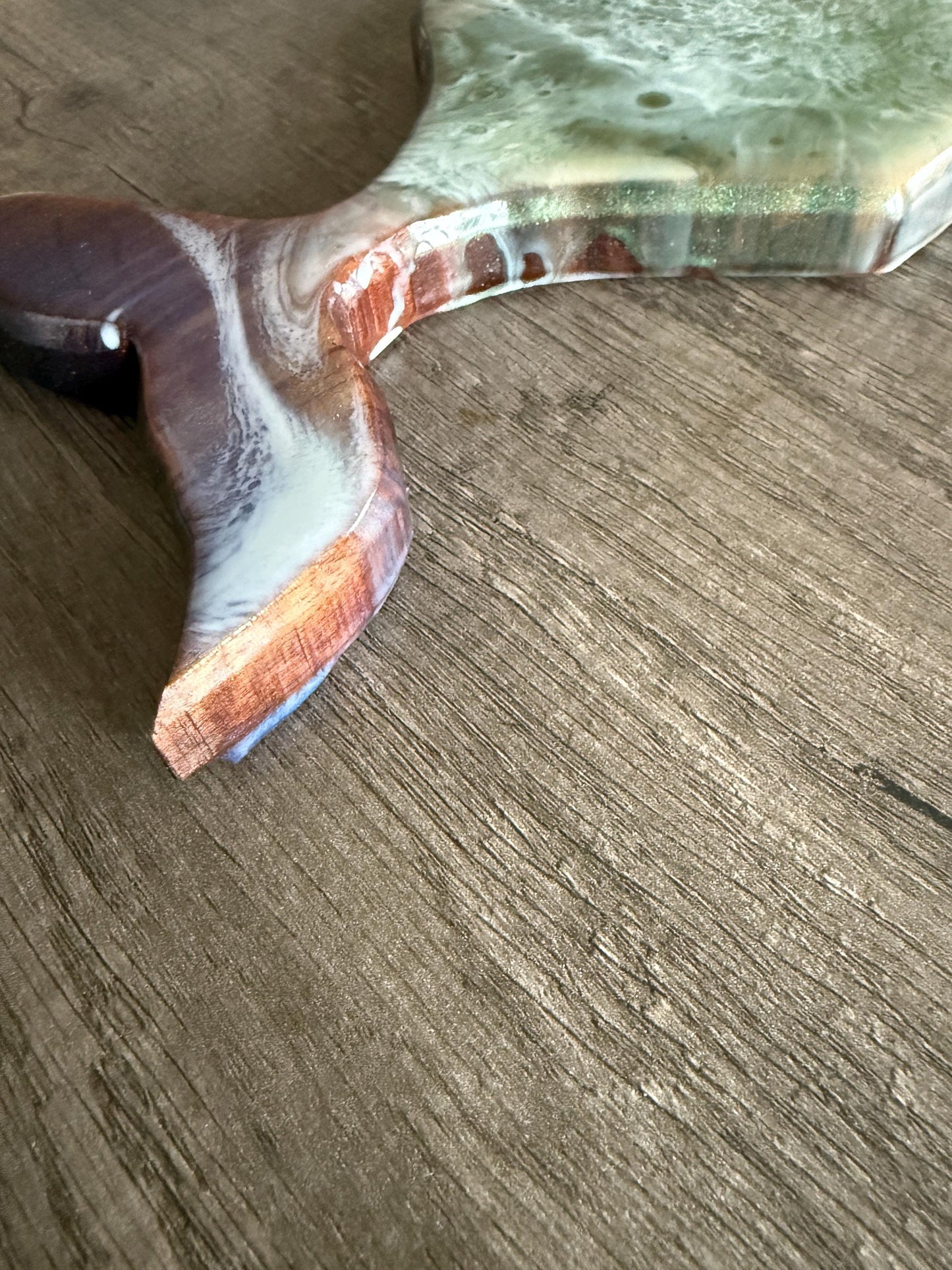 Ocean Resin Handcrafted Mermaid Tail Charcuterie Board – Handmade Walnut Serving Tray