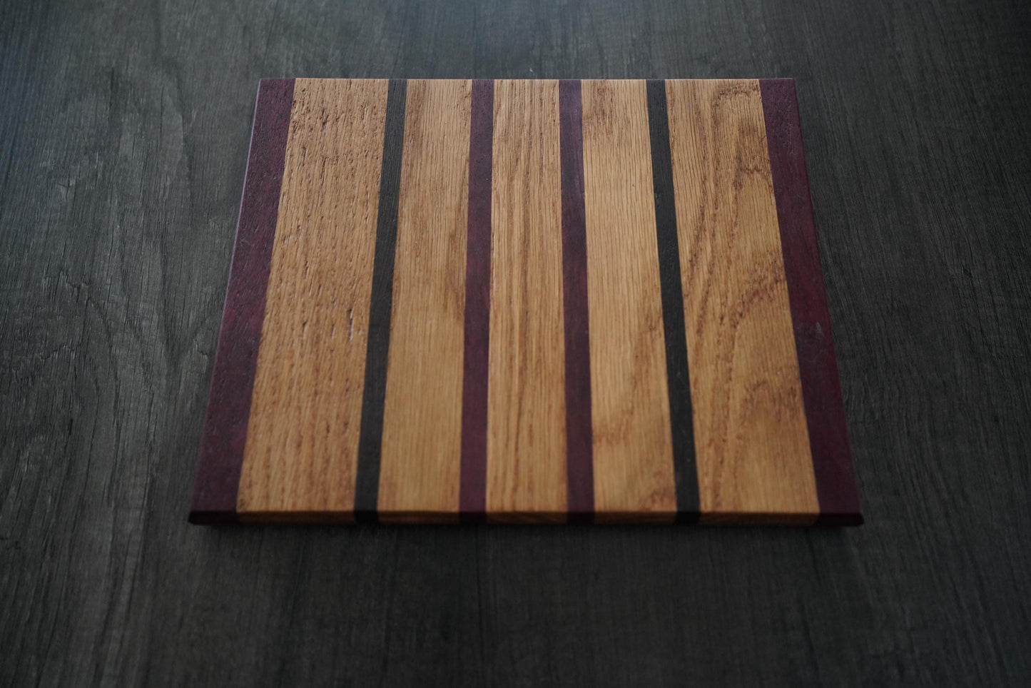 Handcrafted Cutting Board: Oak, Purpleheart & Wenge - Petite Size - Charcuterie