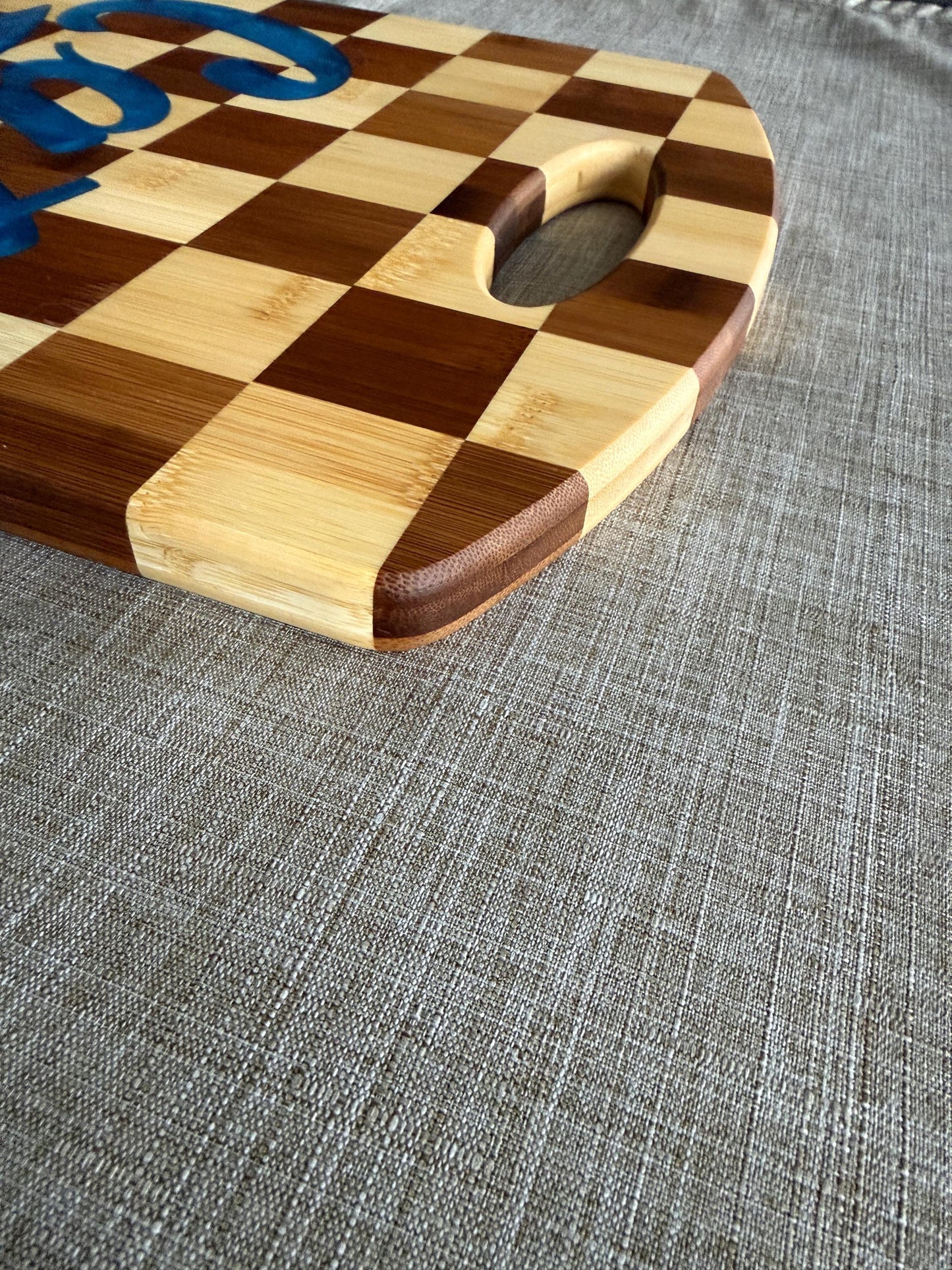 Montana State Bobcats Charcuterie Board | Checkered Bamboo with Cats Resin Inlay