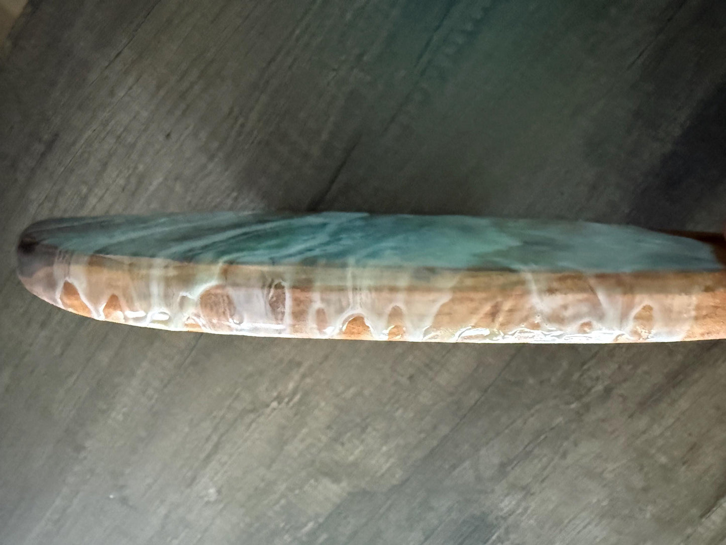 Surfboard Charcuterie Board with Ocean Resin Waves | Handmade Beach House Decor