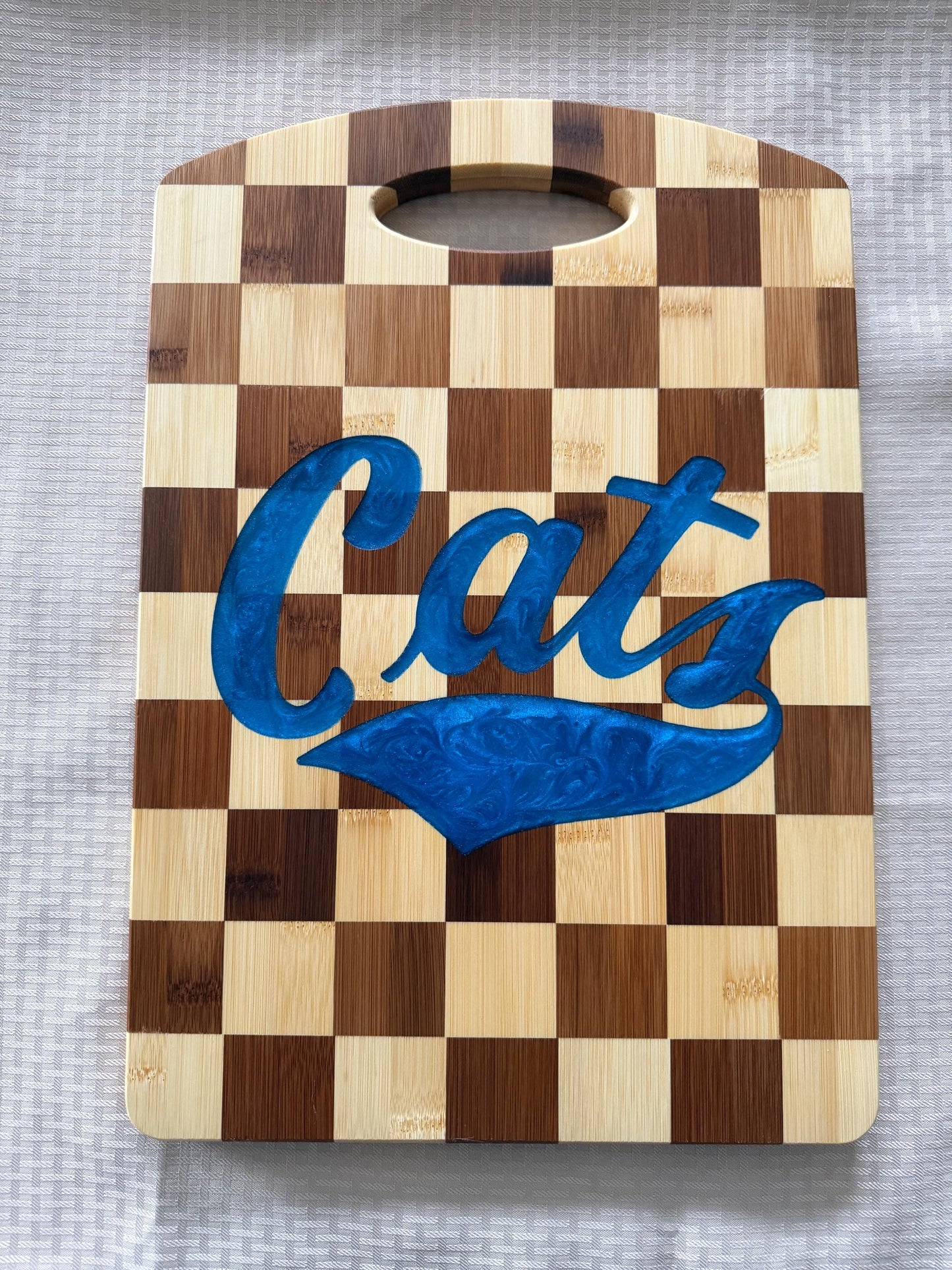 Montana State Bobcats Charcuterie Board | Checkered Bamboo with Cats Resin Inlay