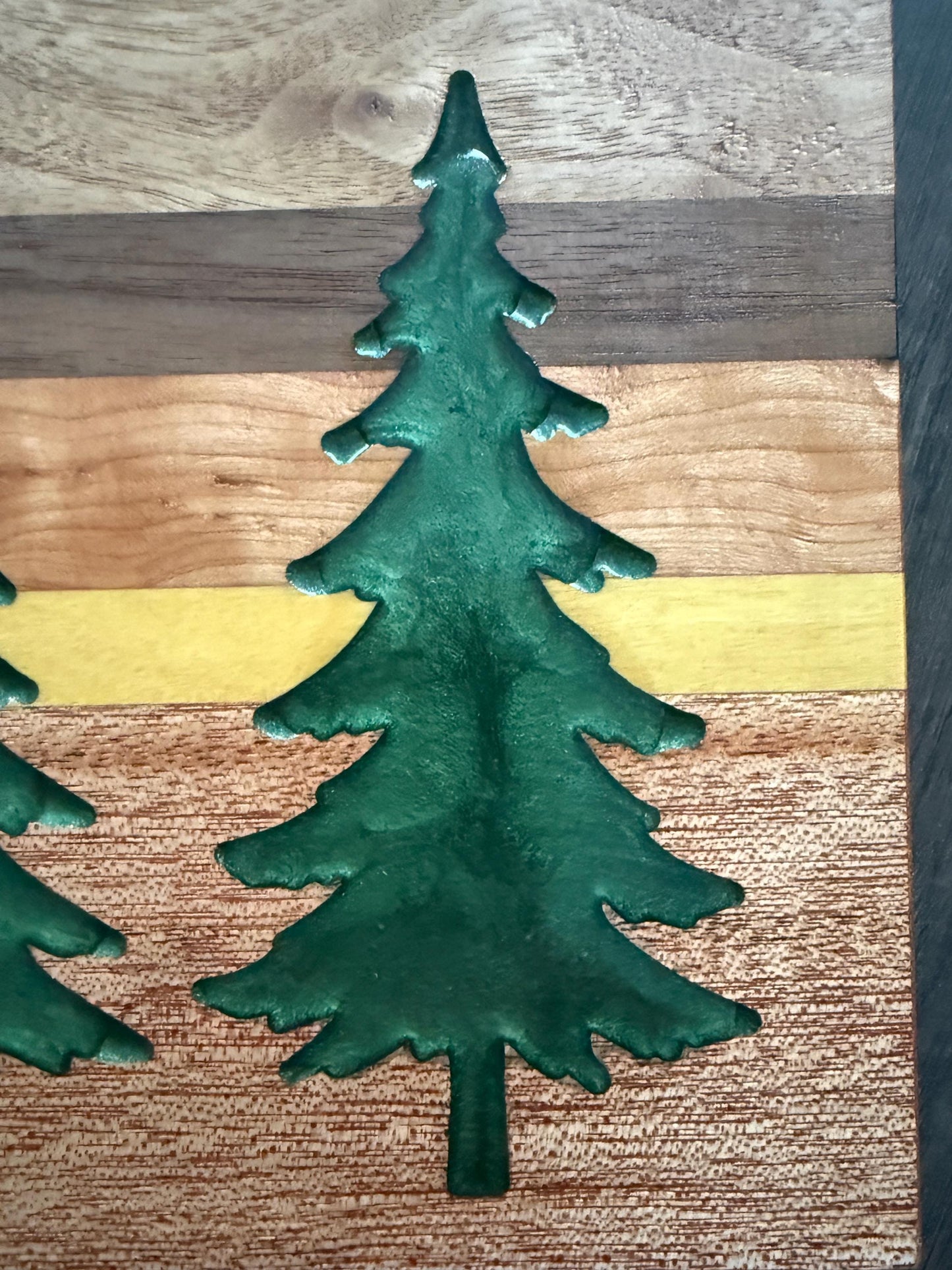 Handmade Charcuterie Board with Evergreen Resin Inlays: Exotic Wood Serving Tray