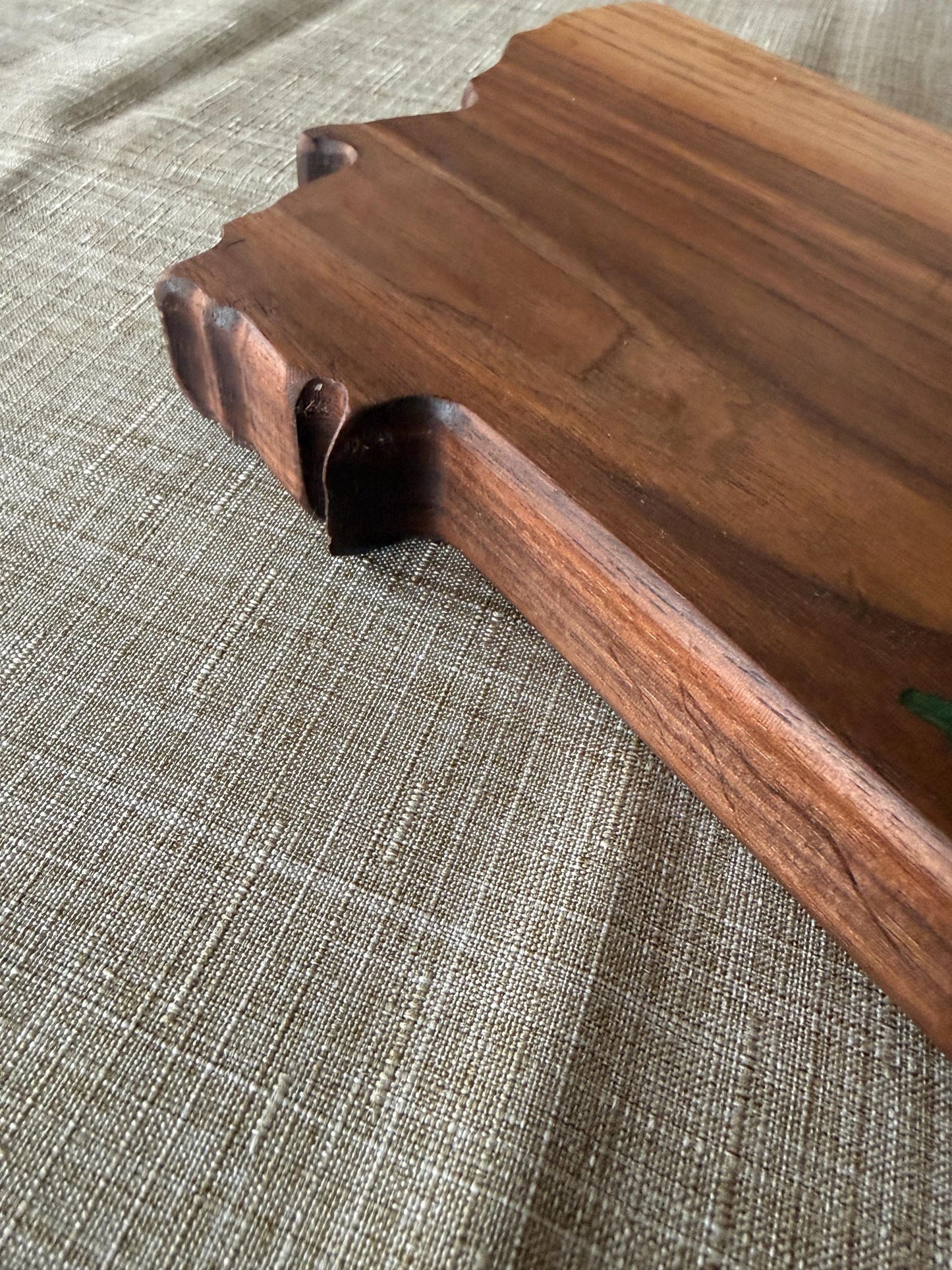 Walnut Resin Charcuterie Board – Handcrafted Serving Tray with Evergreen Inlays