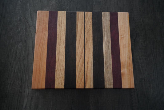 Handcrafted Cutting Board – Frontgrain White Oak, Cherry & Purpleheart