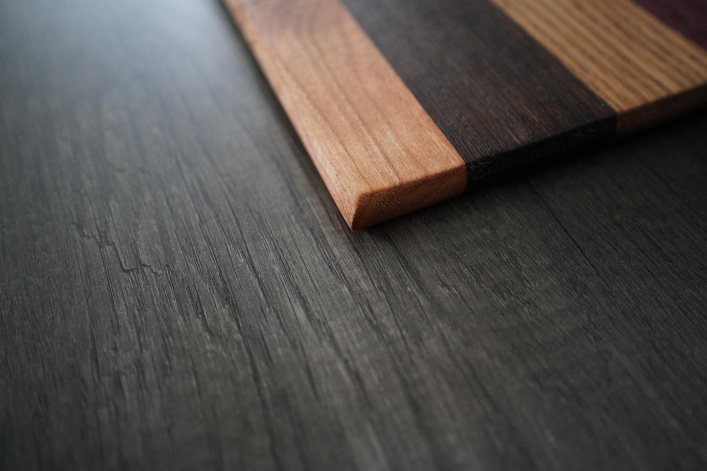 Handcrafted Cutting Board with White Oak, Cherry & Purpleheart | Charcuterie Serving Tray, Cheese Platter