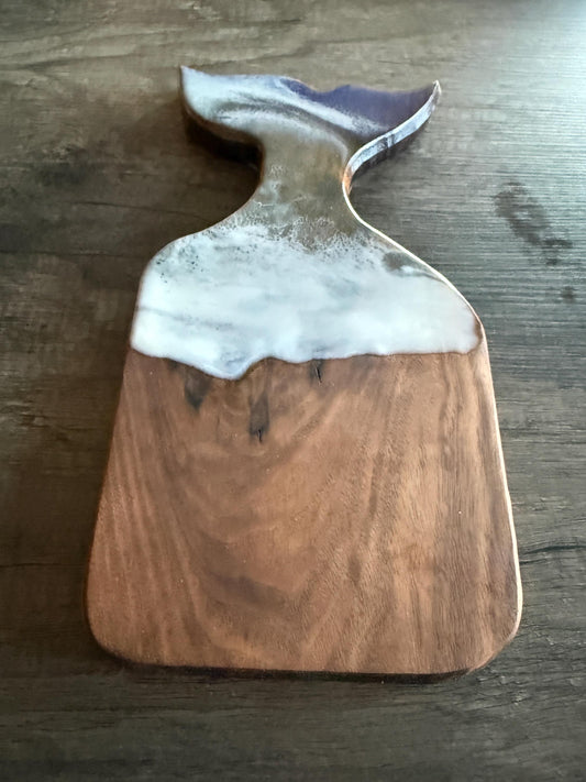 Ocean Resin Mermaid Tail Charcuterie Board – Walnut Coastal Decor