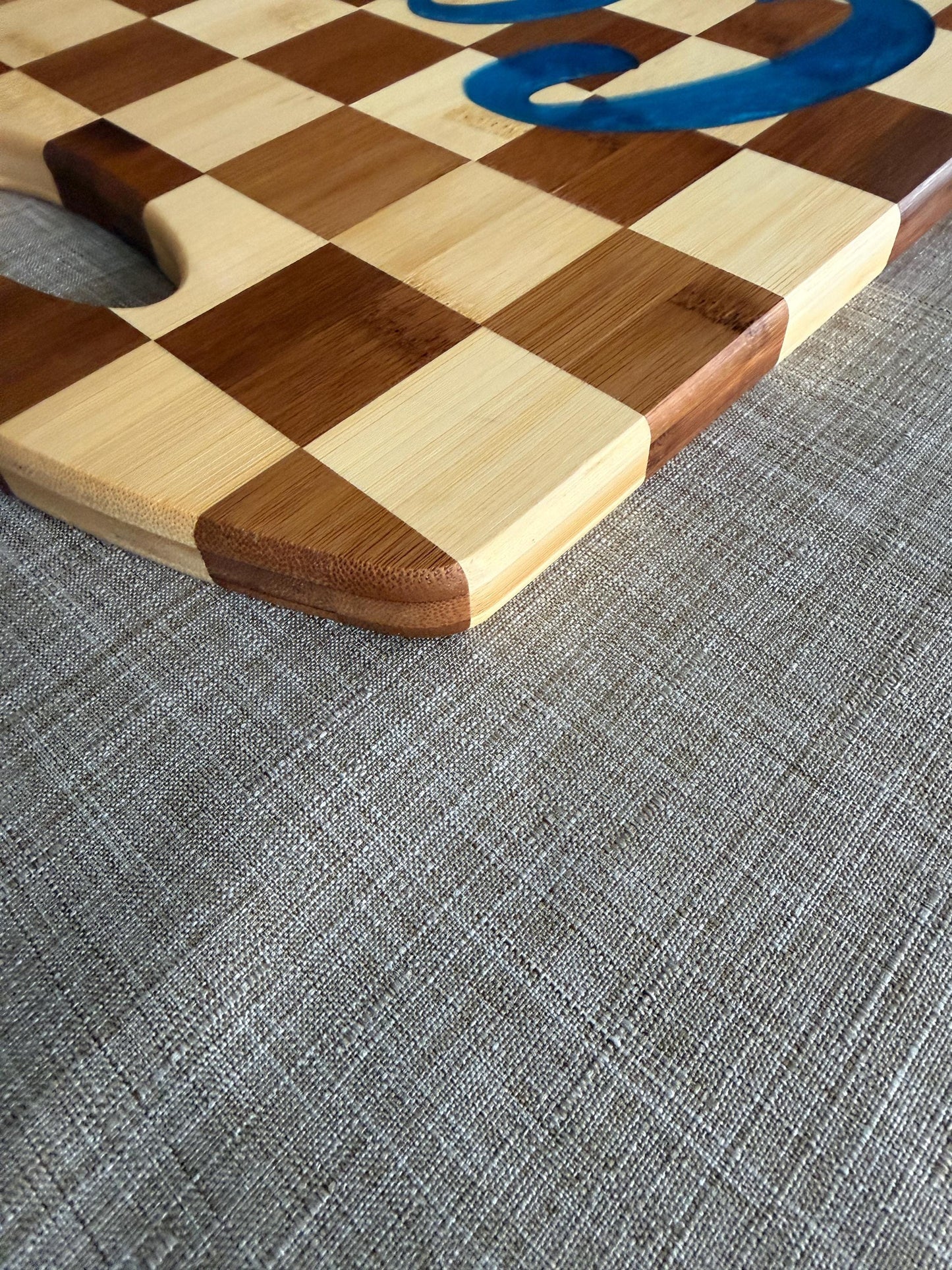 Montana State Bobcats Charcuterie Board | Checkered Bamboo with Cats Resin Inlay