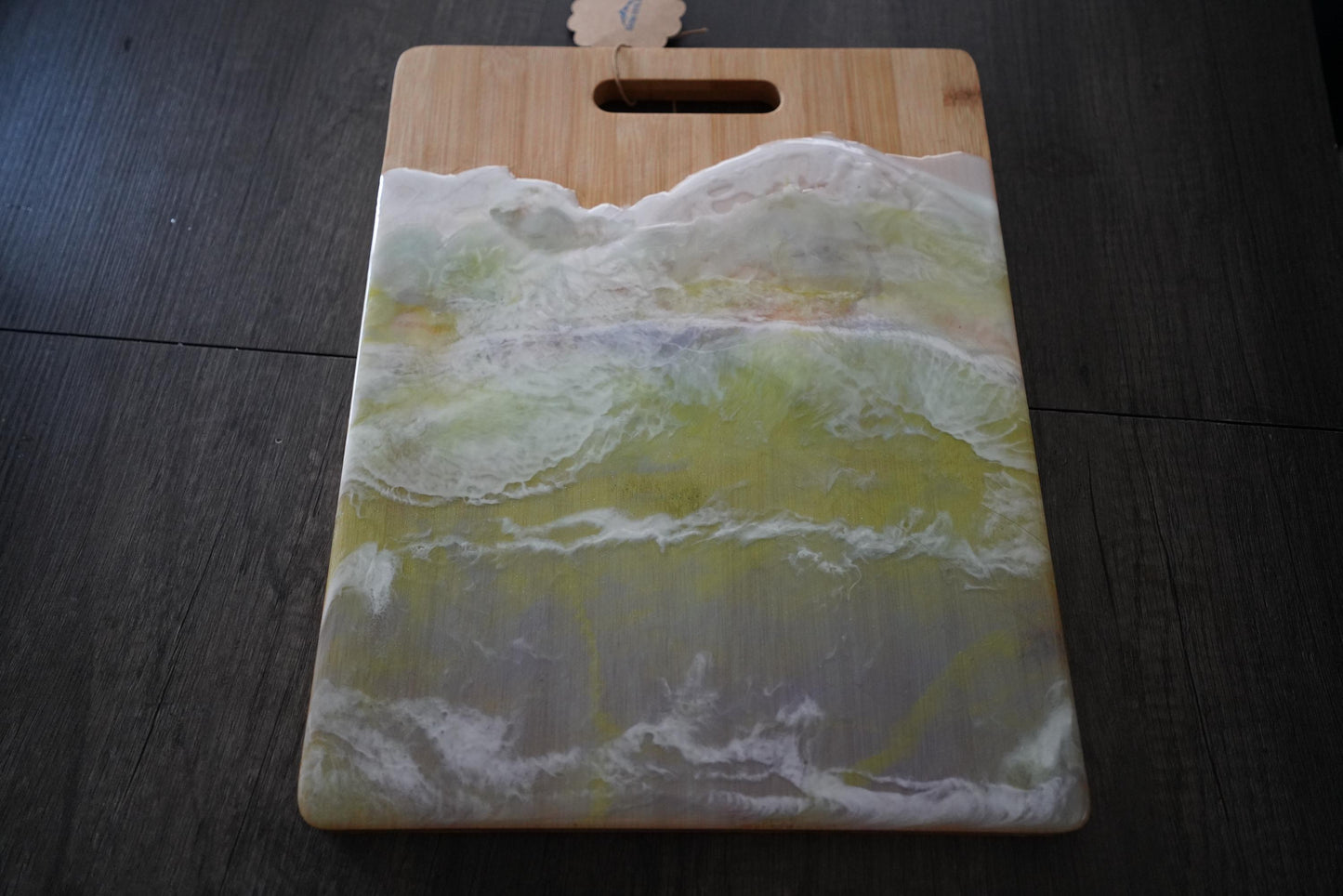 Handcrafted Ocean Wave Charcuterie Board: Coastal Elegance on Bamboo!