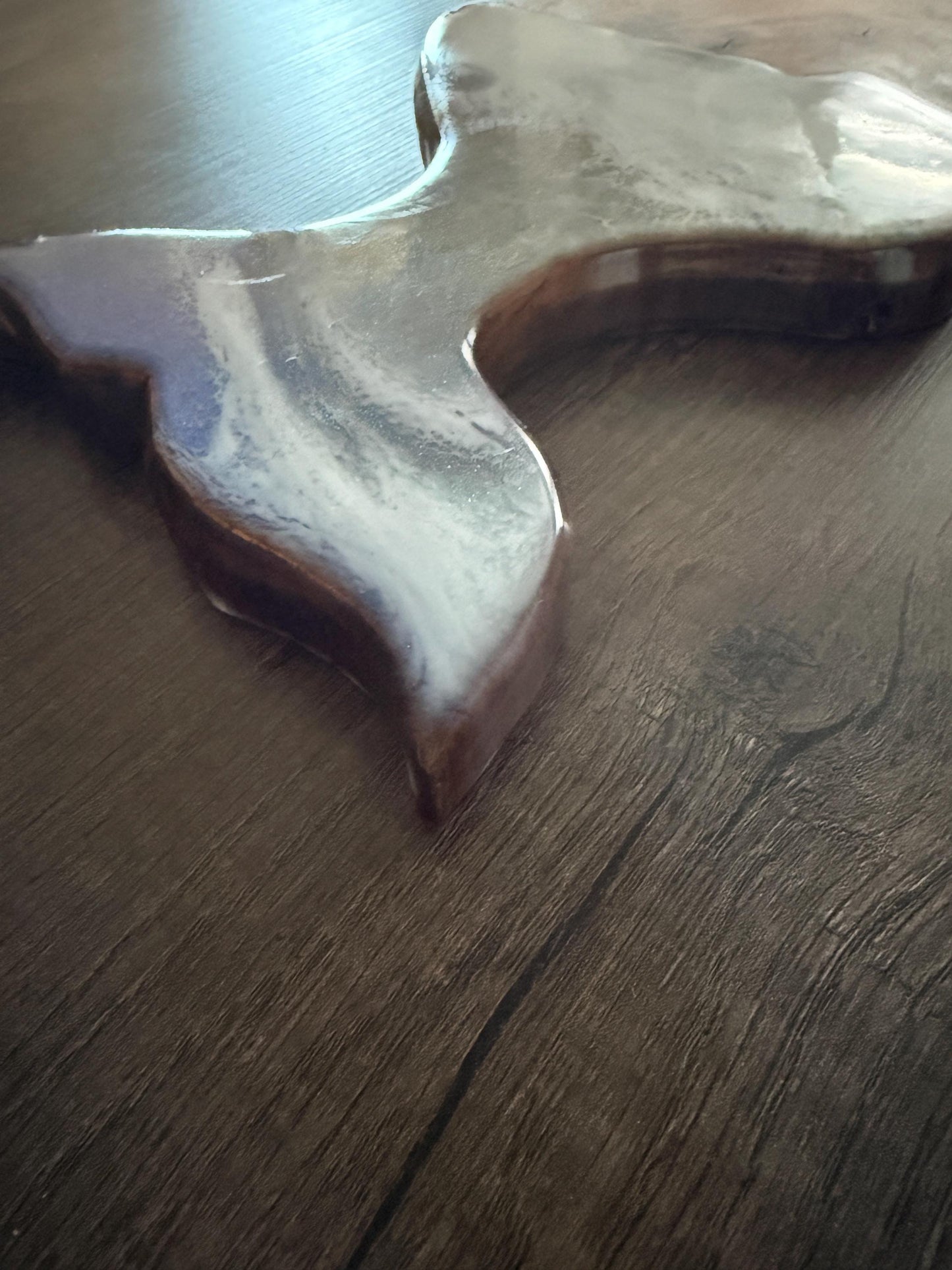 Mermaid Tail Charcuterie Board – Handmade Walnut & Ocean Resin Serving Tray