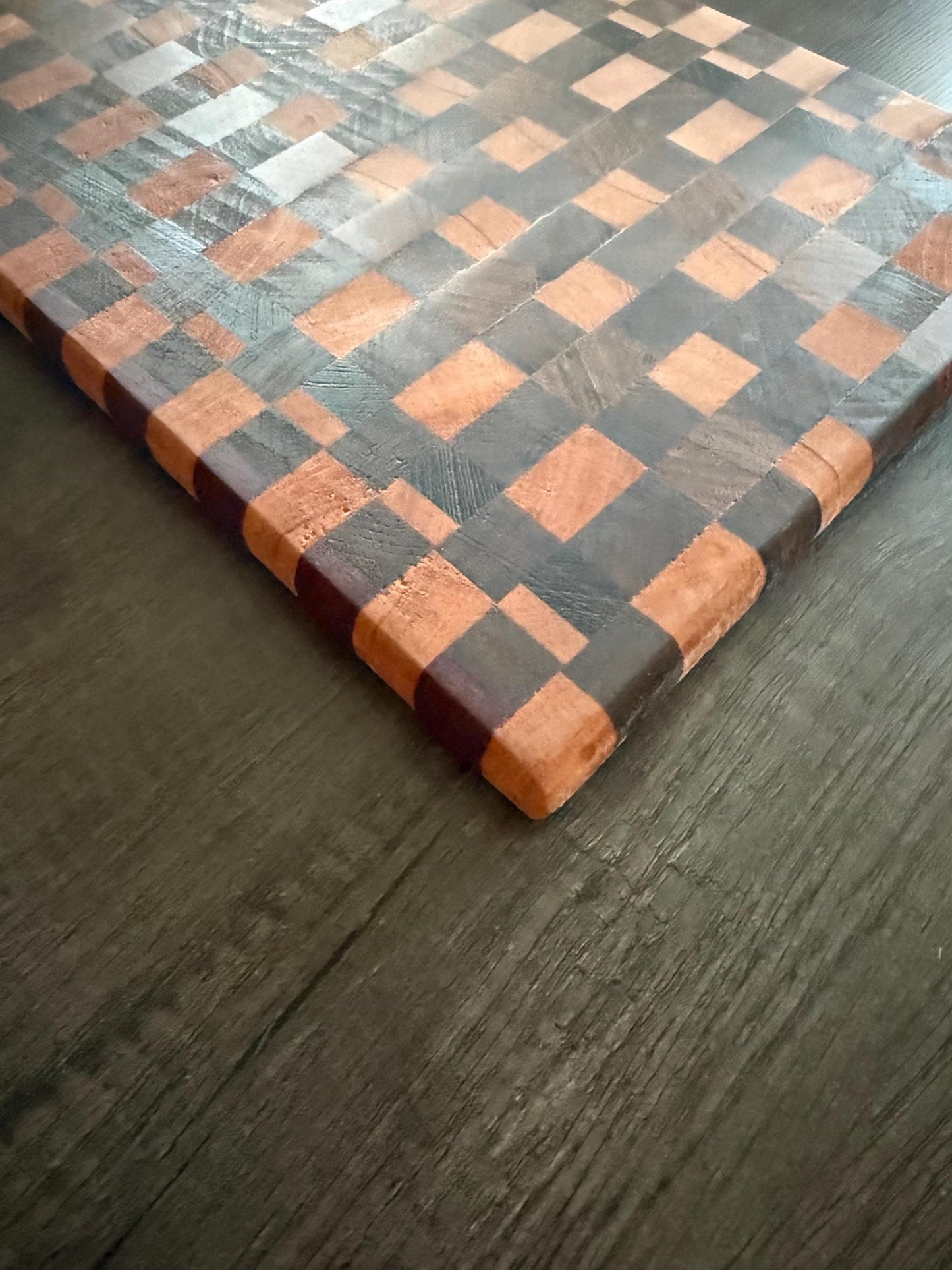 Handmade End Grain Cutting Board: Walnut, Hickory, Wenge & Purpleheart