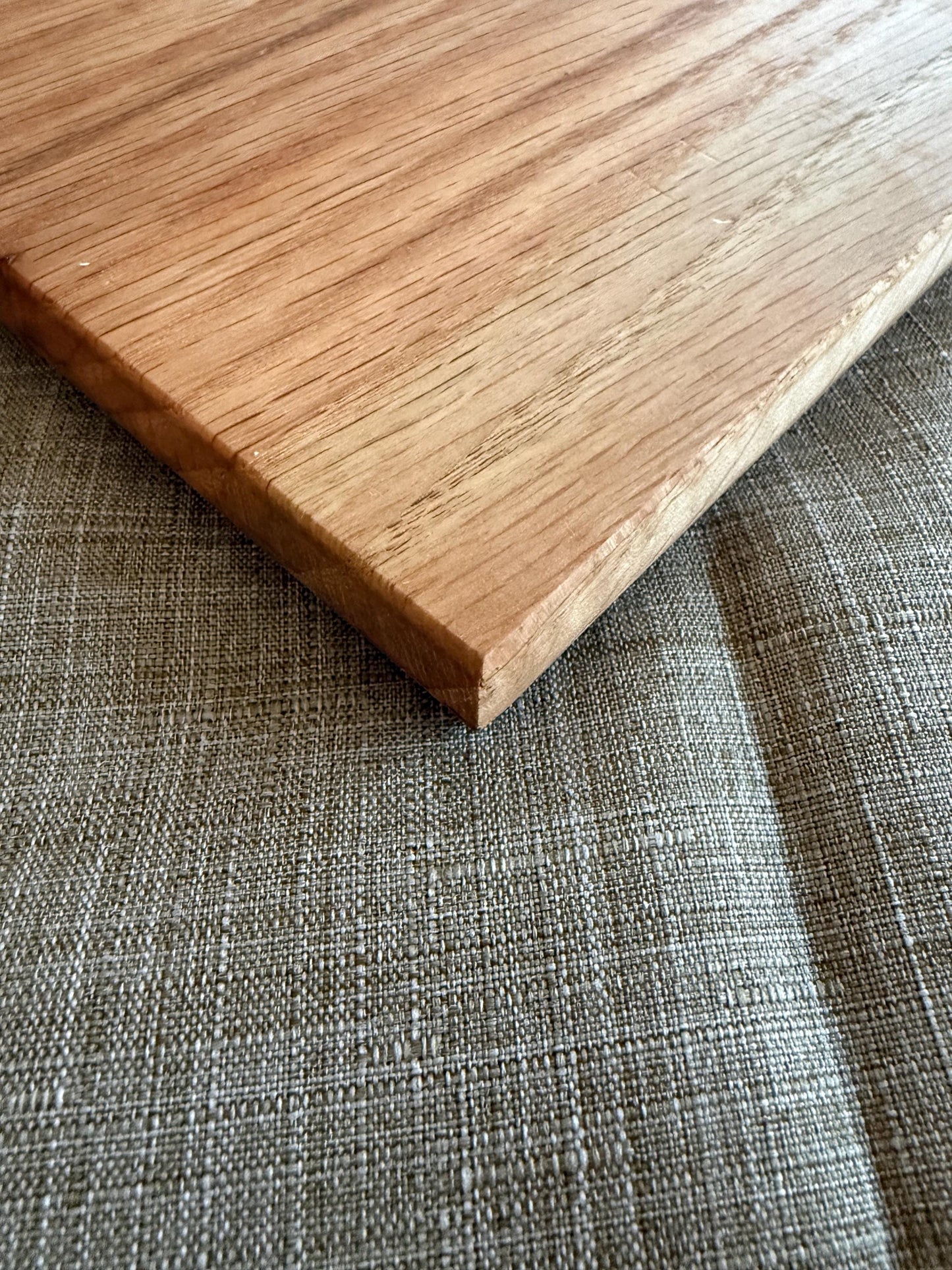 Handmade Red Oak Charcuterie Board – Green Epoxy Evergreen Tree Inlay
